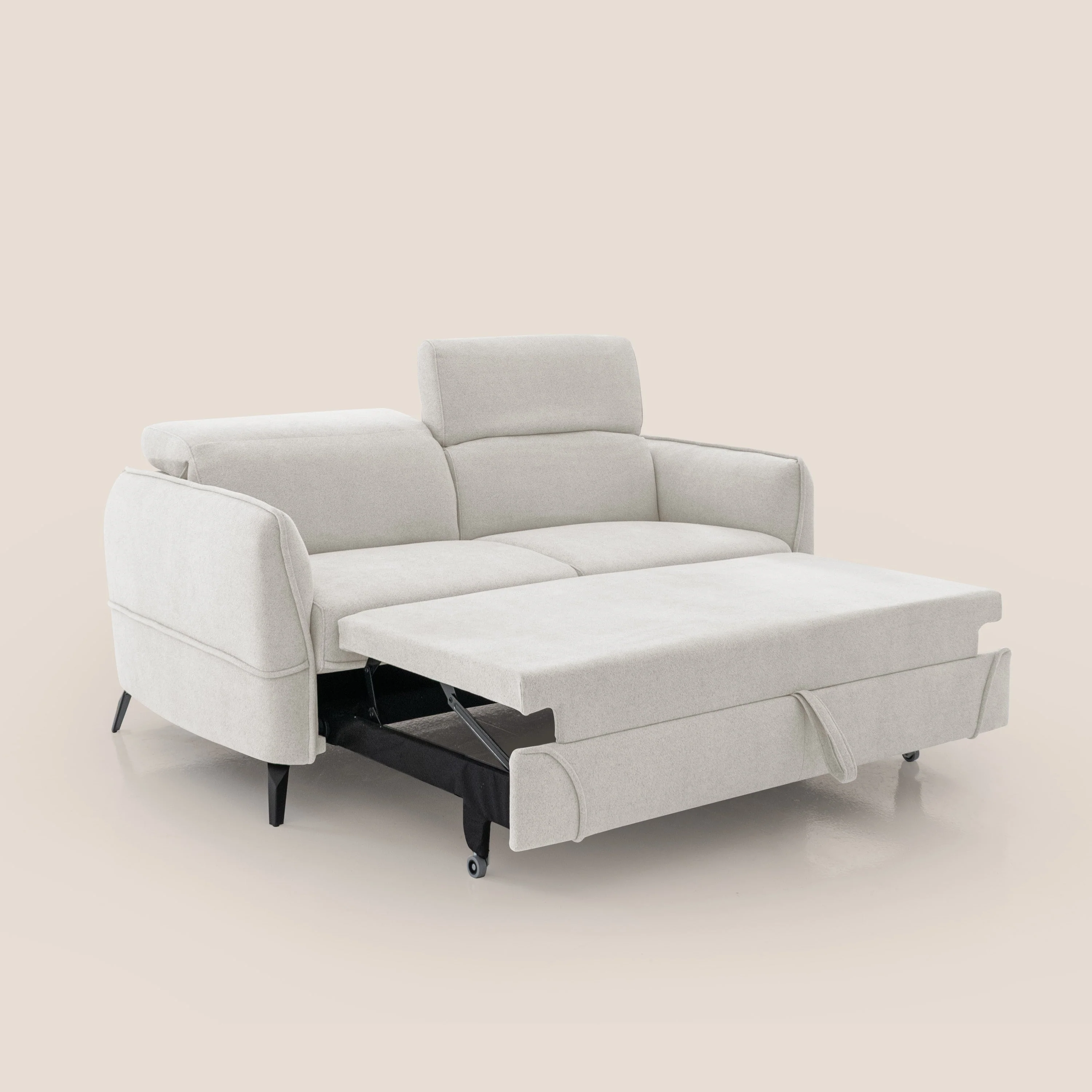 Bloom canapé avec repose-pieds extractible pieds hauts et têtières réglables en bouclette imperméable T07 blanc - Image 2