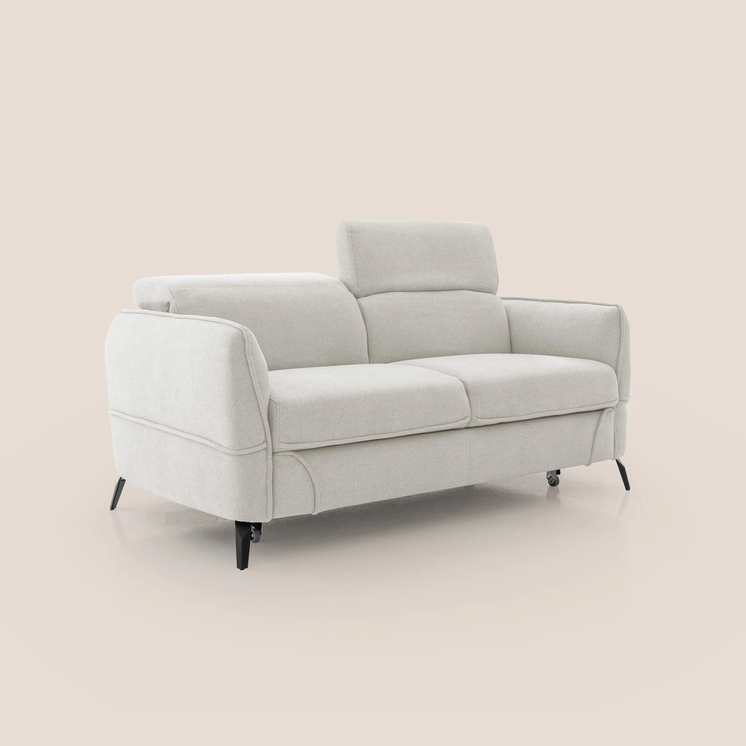 Bloom canapé avec repose-pieds extractible pieds hauts et têtières réglables en bouclette imperméable T07 blanc - Image 3