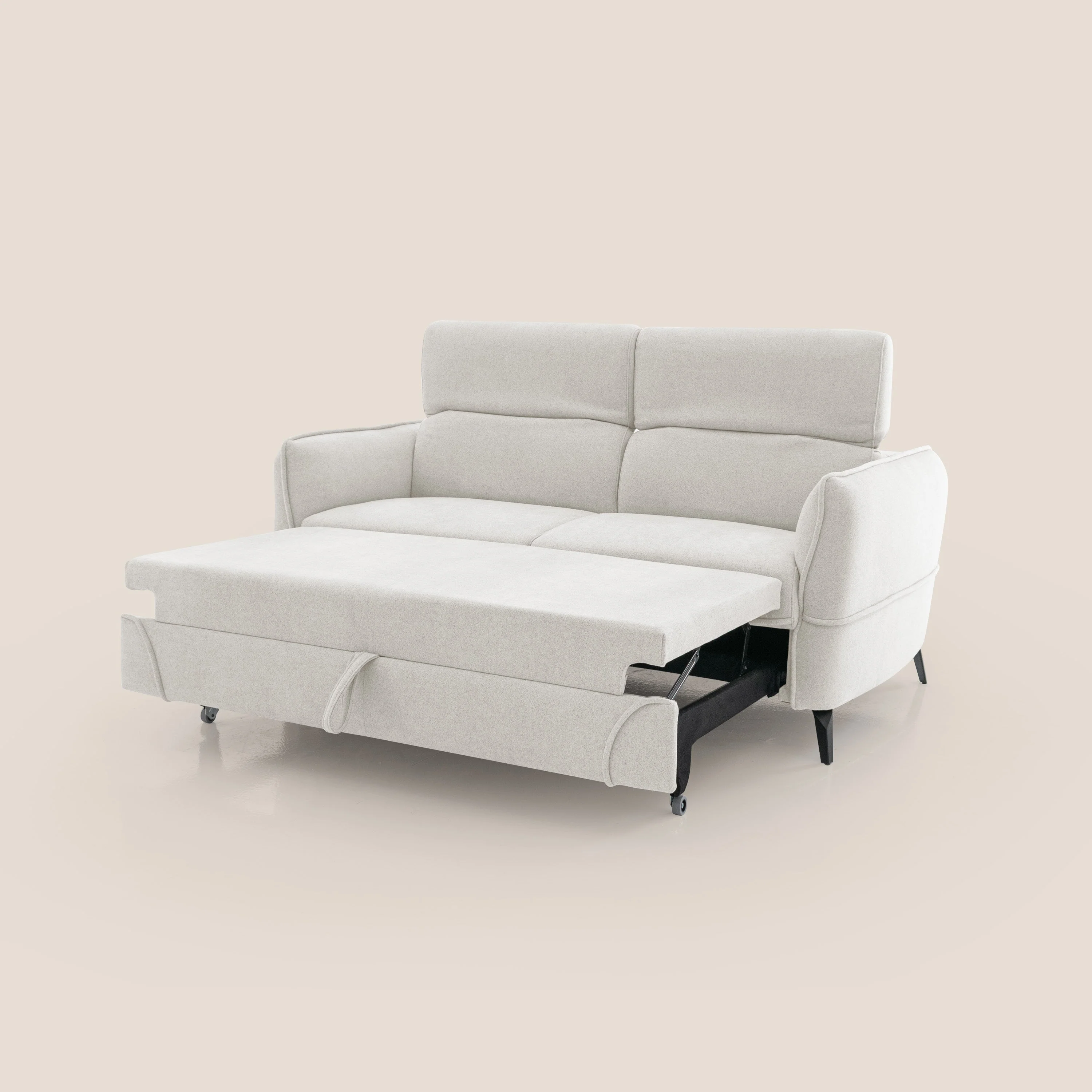 Bloom canapé avec repose-pieds extractible pieds hauts et têtières réglables en bouclette imperméable T07 blanc - Image 6