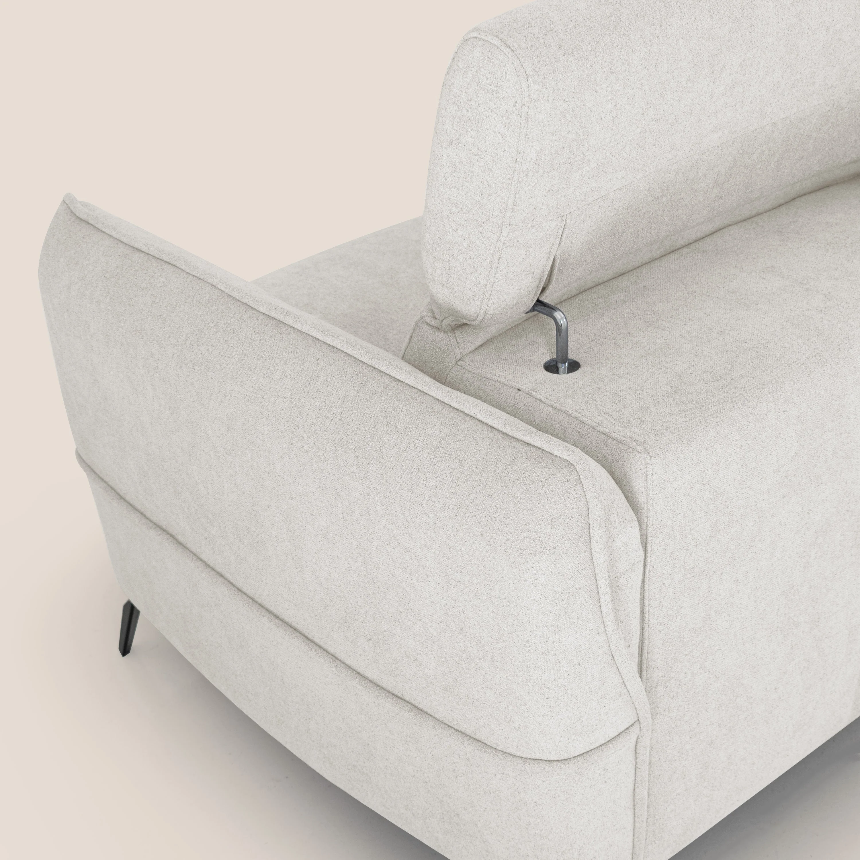 Bloom canapé avec repose-pieds extractible pieds hauts et têtières réglables en bouclette imperméable T07 blanc - Image 9