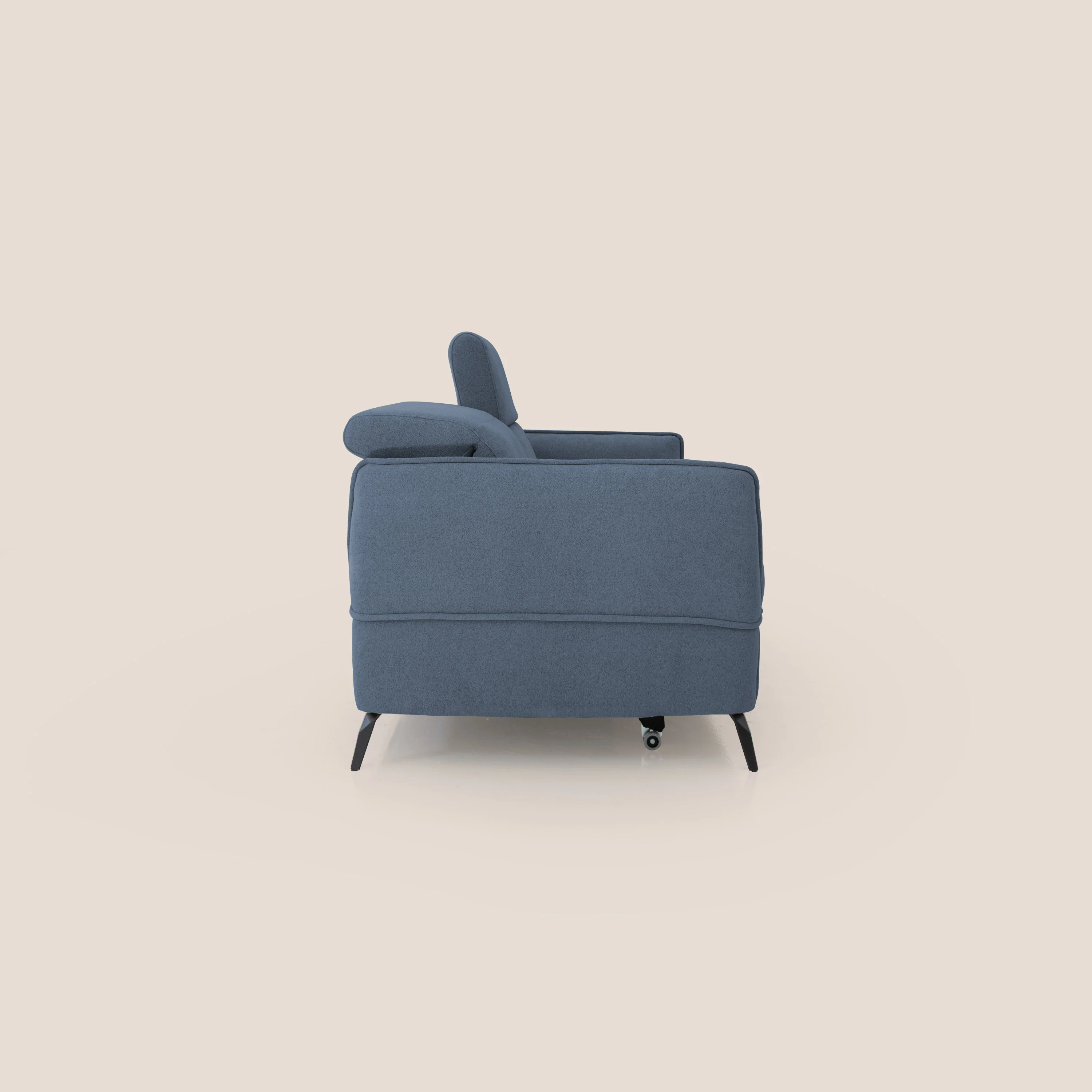 Bloom canapé avec repose-pieds extractible pieds hauts et têtières réglables en bouclette imperméable T07 bleu - Image 10