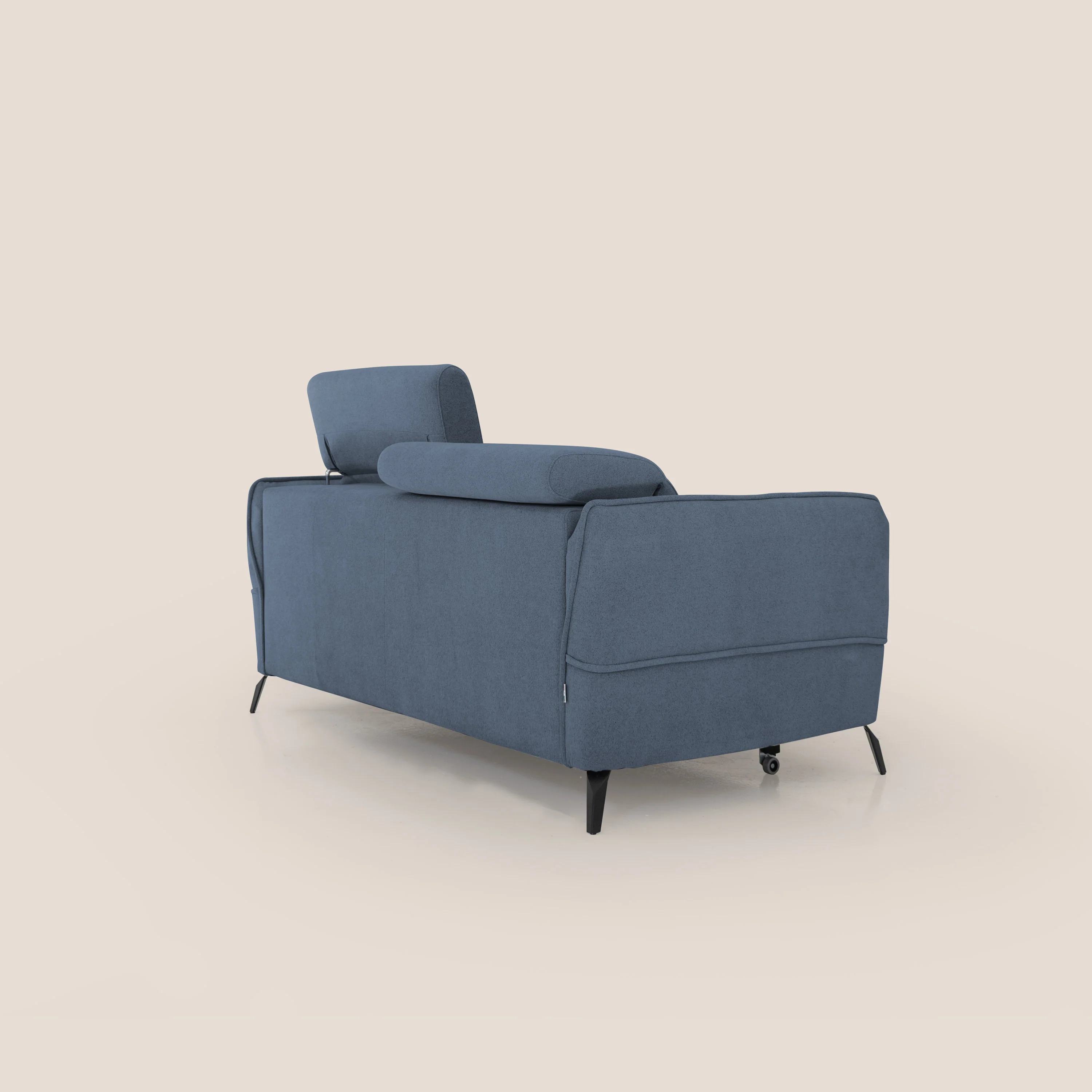 Bloom canapé avec repose-pieds extractible pieds hauts et têtières réglables en bouclette imperméable T07 bleu - Image 6