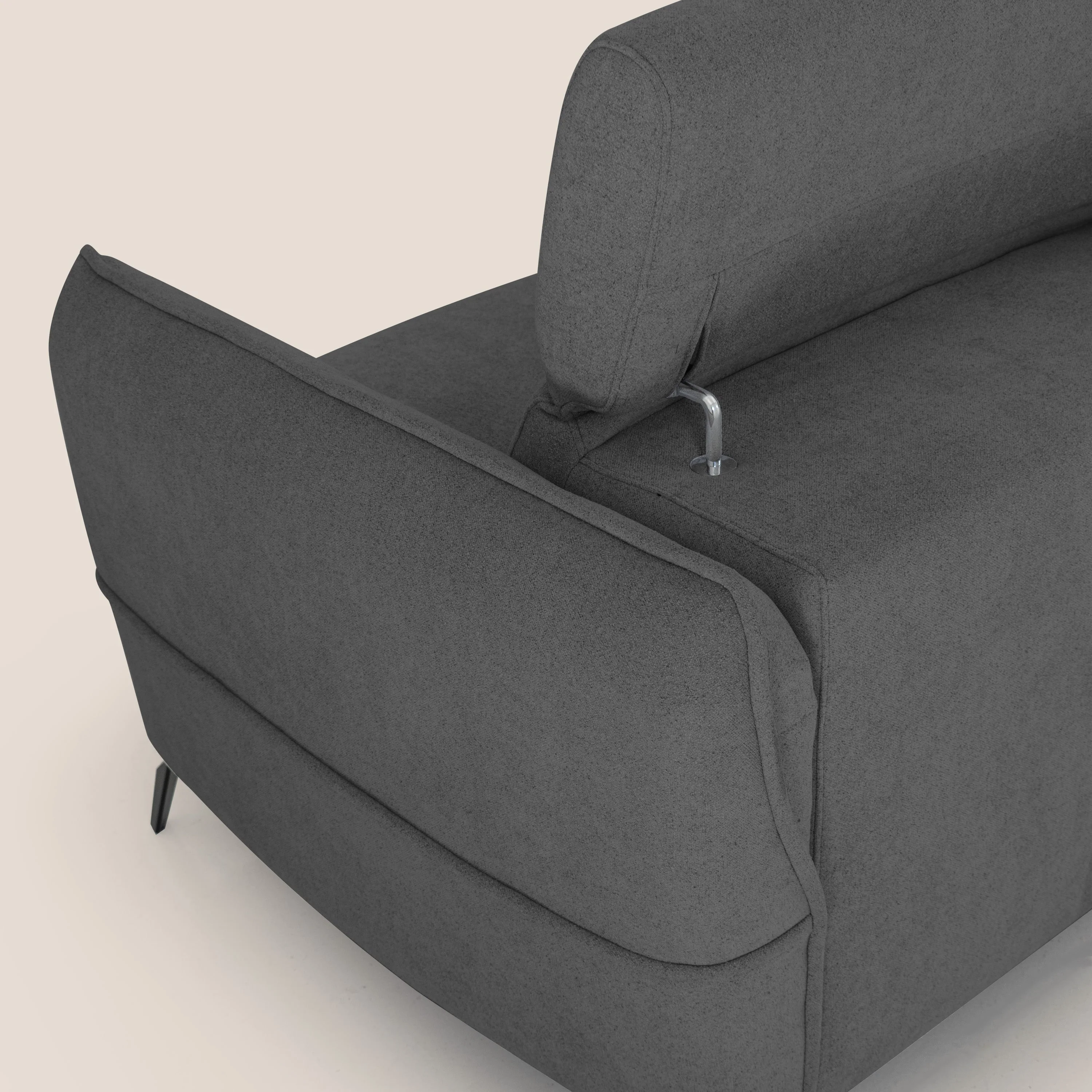 Bloom canapé avec repose-pieds extractible pieds hauts et têtières réglables en bouclette imperméable T07 anthracite - Image 10