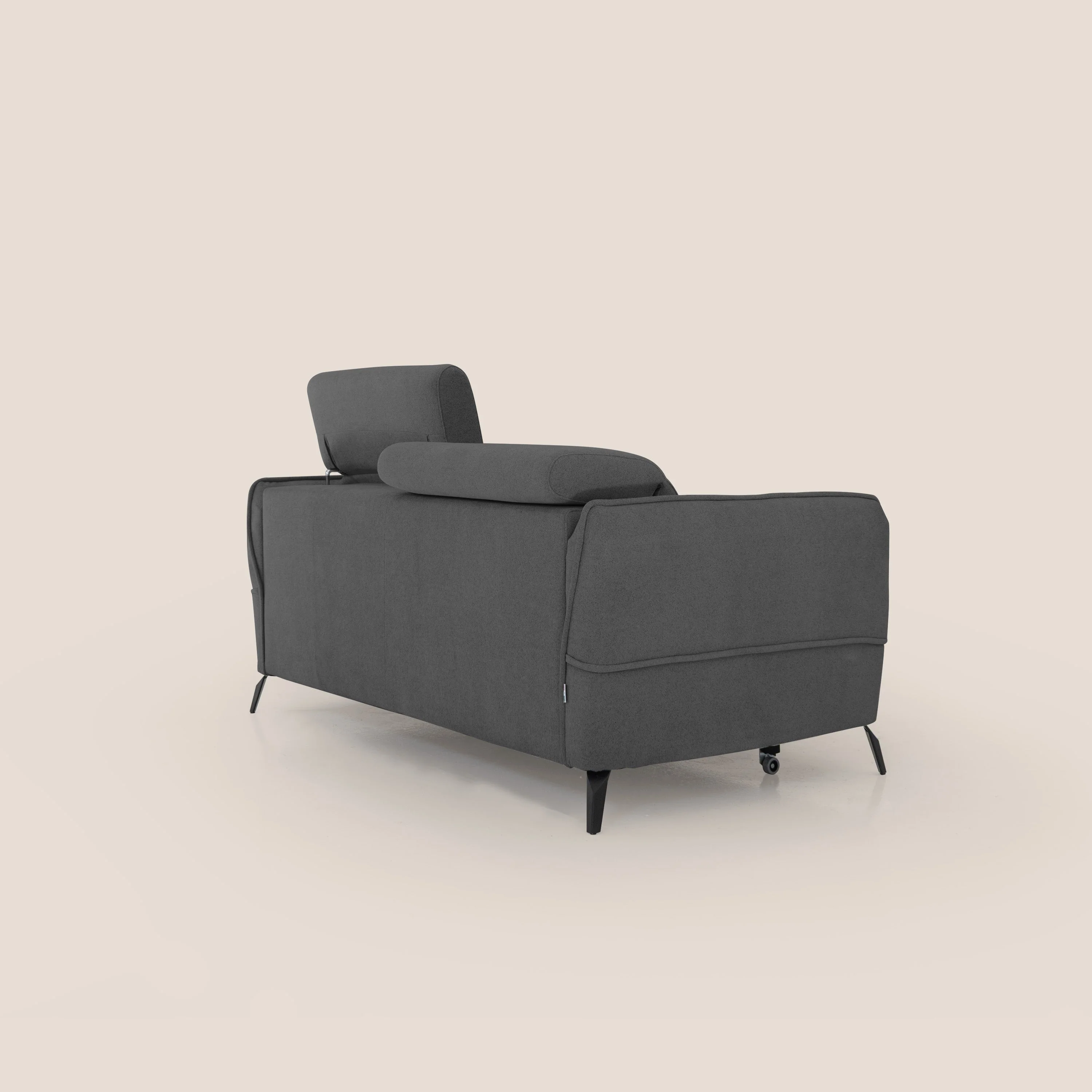 Bloom canapé avec repose-pieds extractible pieds hauts et têtières réglables en bouclette imperméable T07 anthracite - Image 11