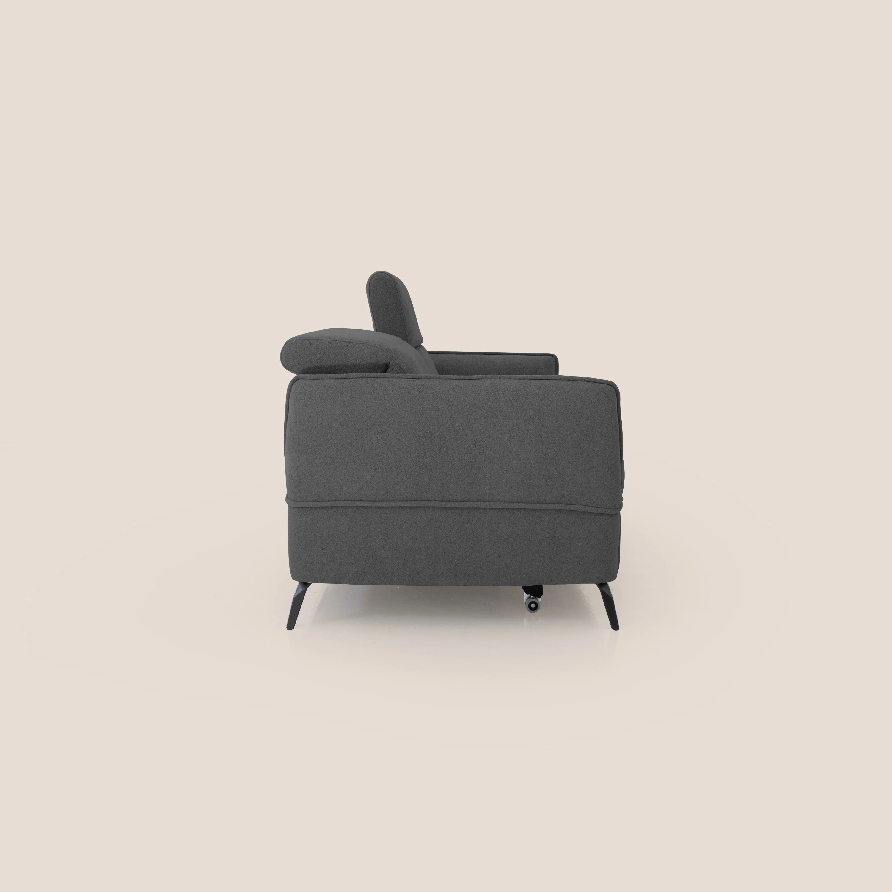Bloom canapé avec repose-pieds extractible pieds hauts et têtières réglables en bouclette imperméable T07 anthracite - Image 8