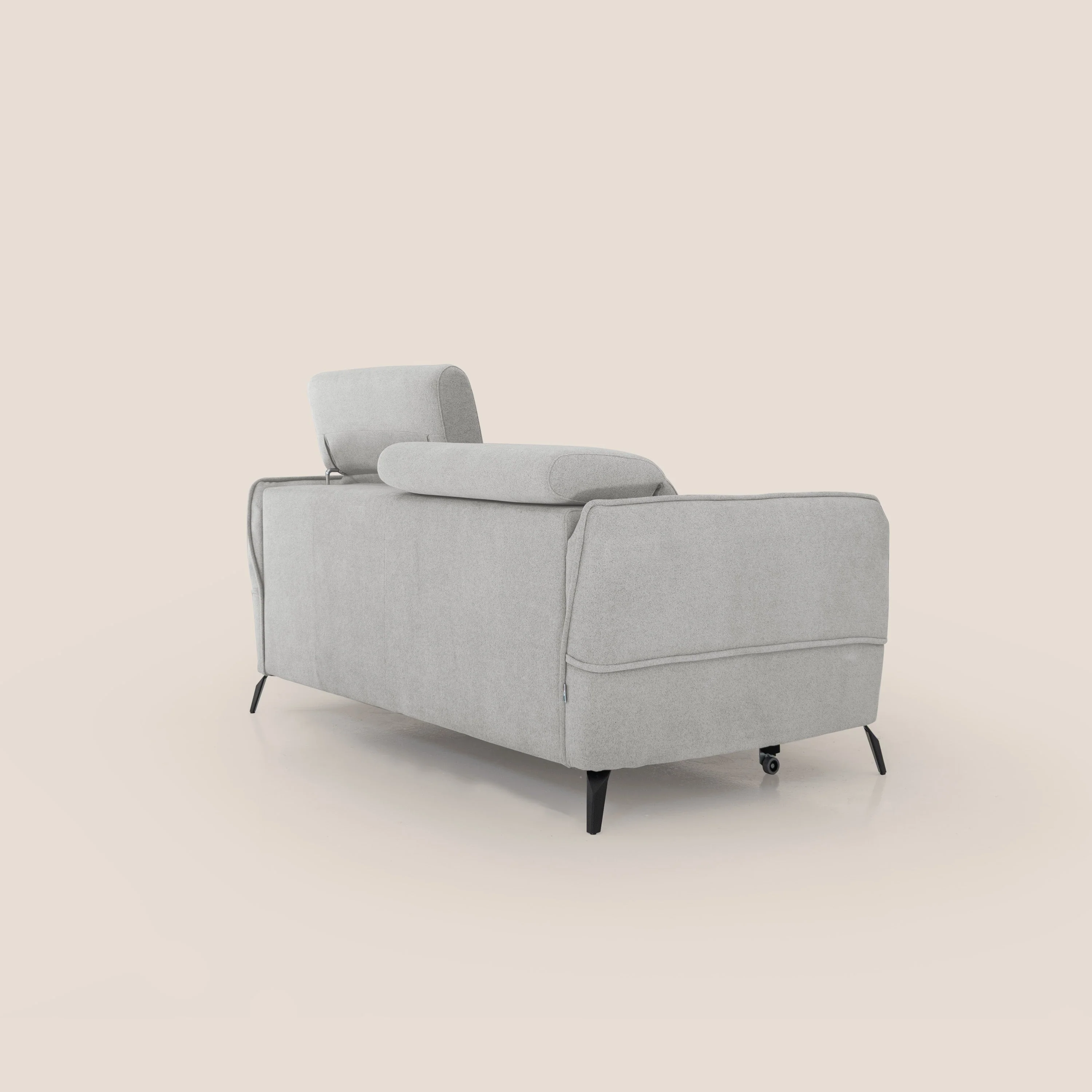 Bloom canapé avec repose-pieds extractible pieds hauts et têtières réglables en bouclette imperméable T07 gris - Image 11