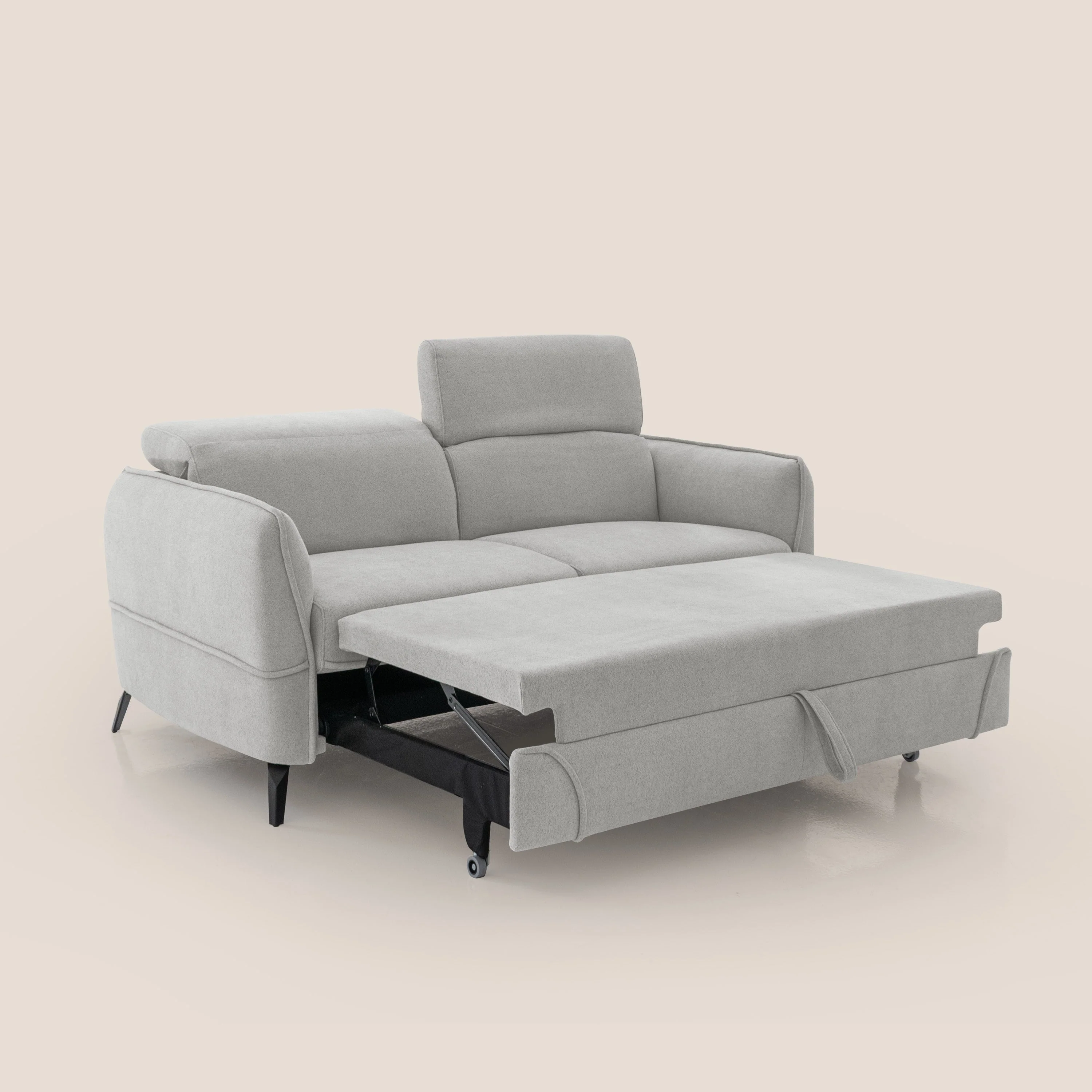 Bloom canapé avec repose-pieds extractible pieds hauts et têtières réglables en bouclette imperméable T07 gris - Image 2