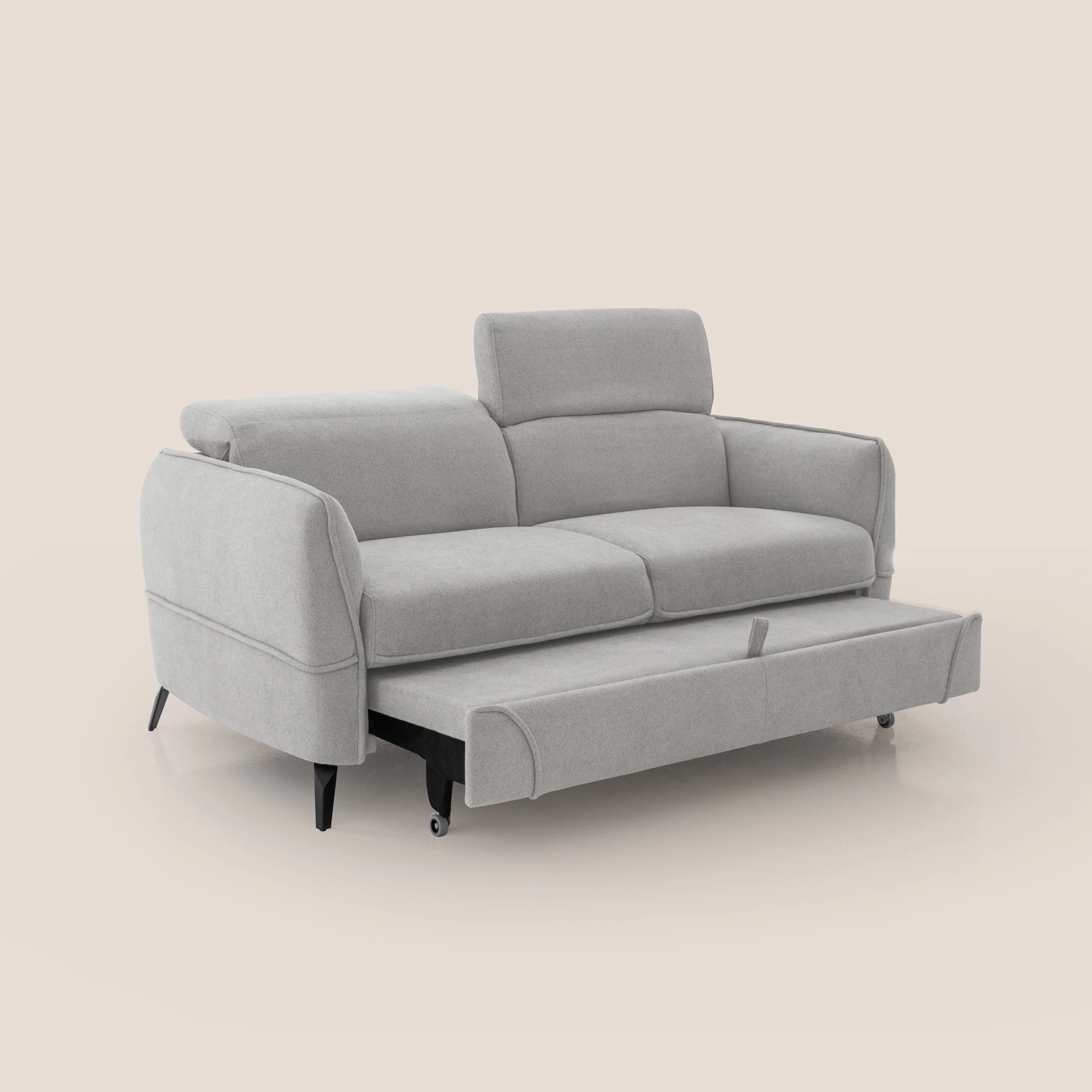 Bloom canapé avec repose-pieds extractible pieds hauts et têtières réglables en bouclette imperméable T07 gris - Image 6