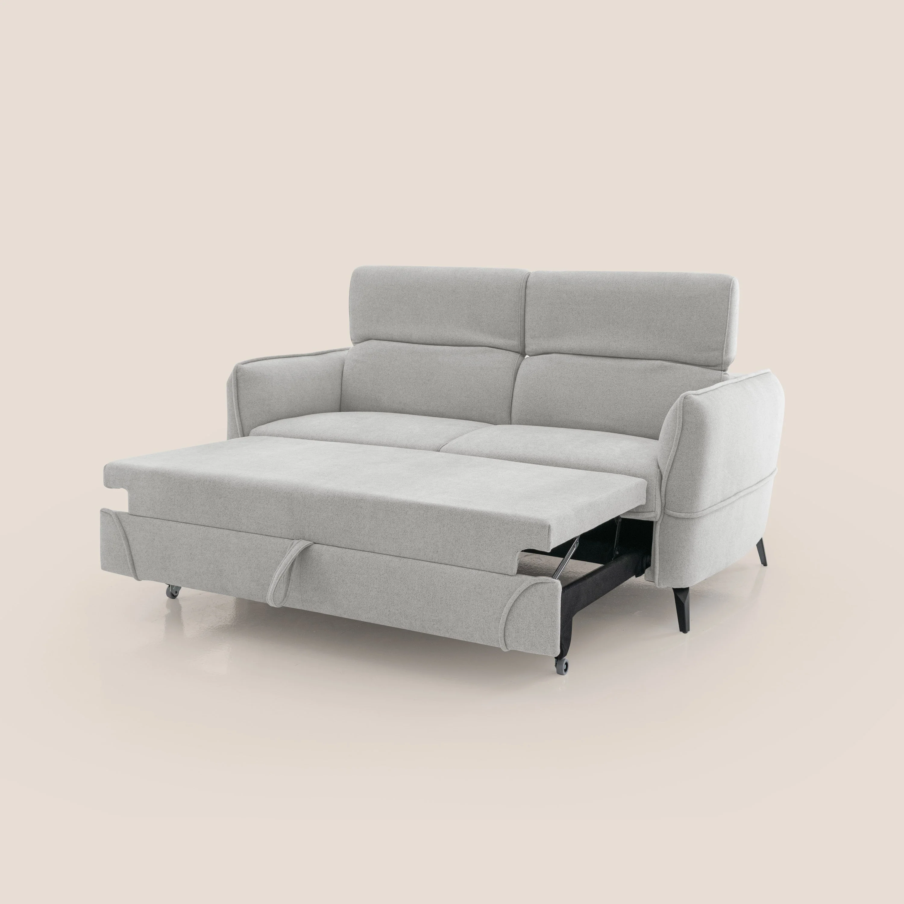 Bloom canapé avec repose-pieds extractible pieds hauts et têtières réglables en bouclette imperméable T07 gris - Image 7