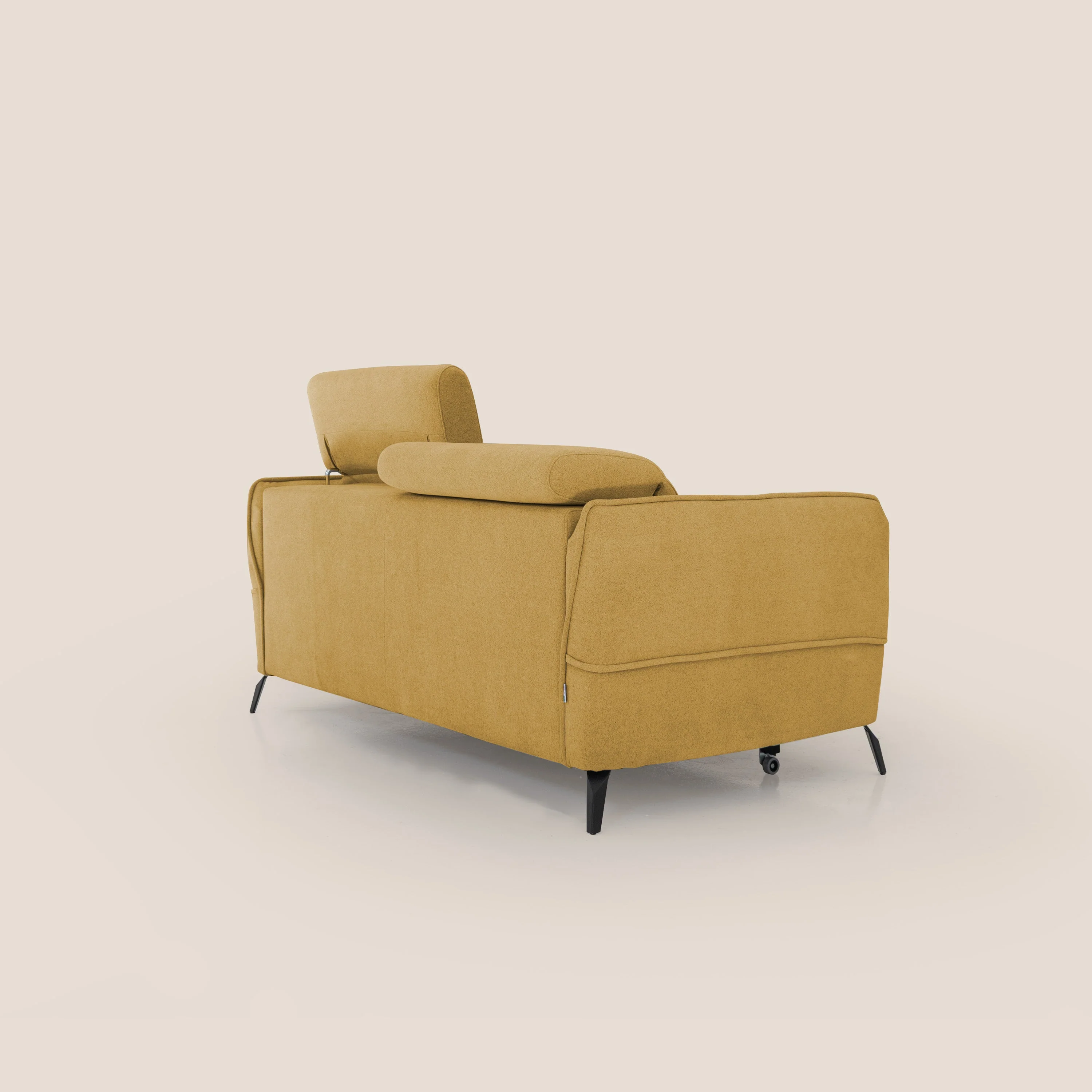 Bloom canapé avec repose-pieds extractible pieds hauts et têtières réglables en bouclette imperméable T07 jaune - Image 10