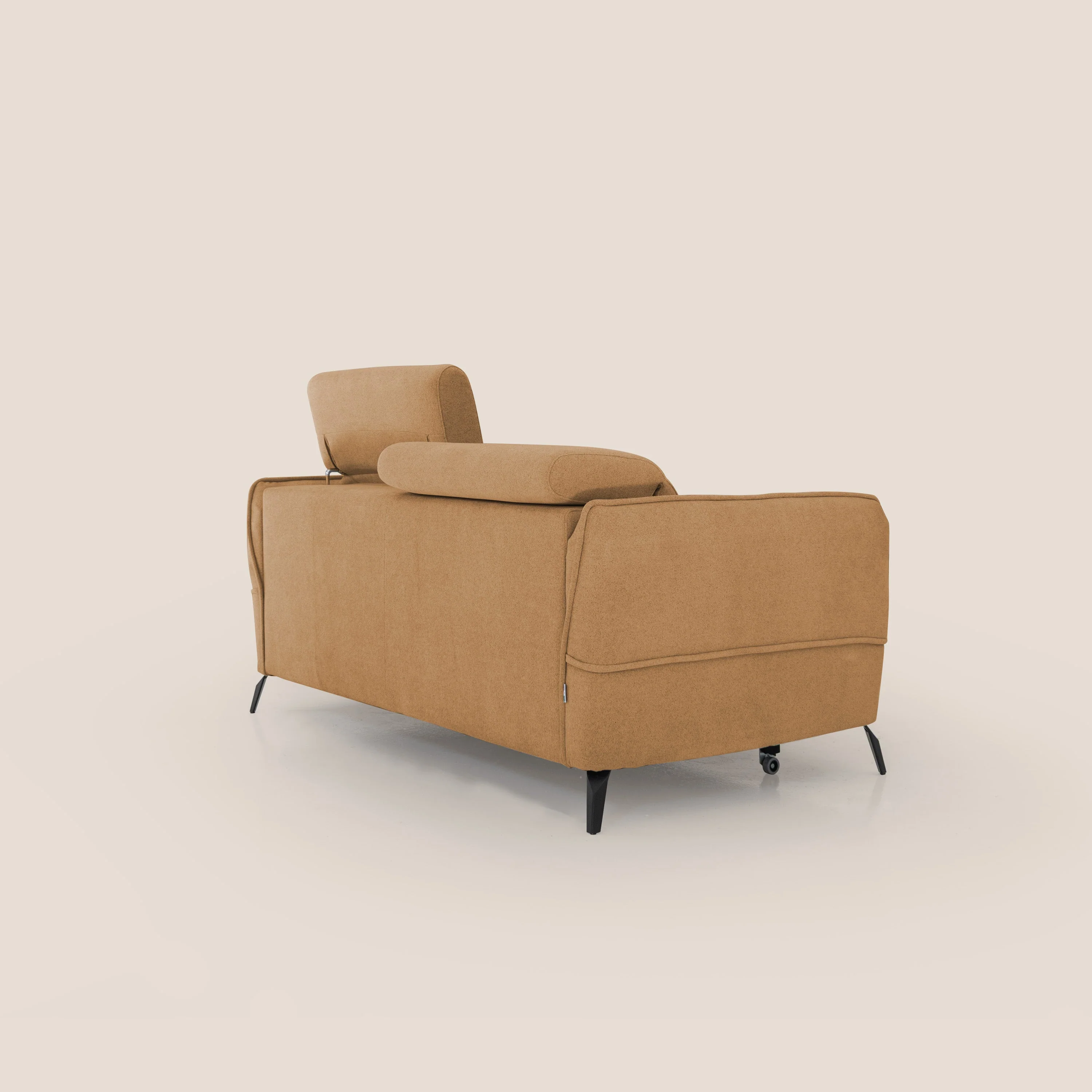 Bloom canapé avec repose-pieds extractible pieds hauts et têtières réglables en bouclette imperméable T07 orange - Image 11