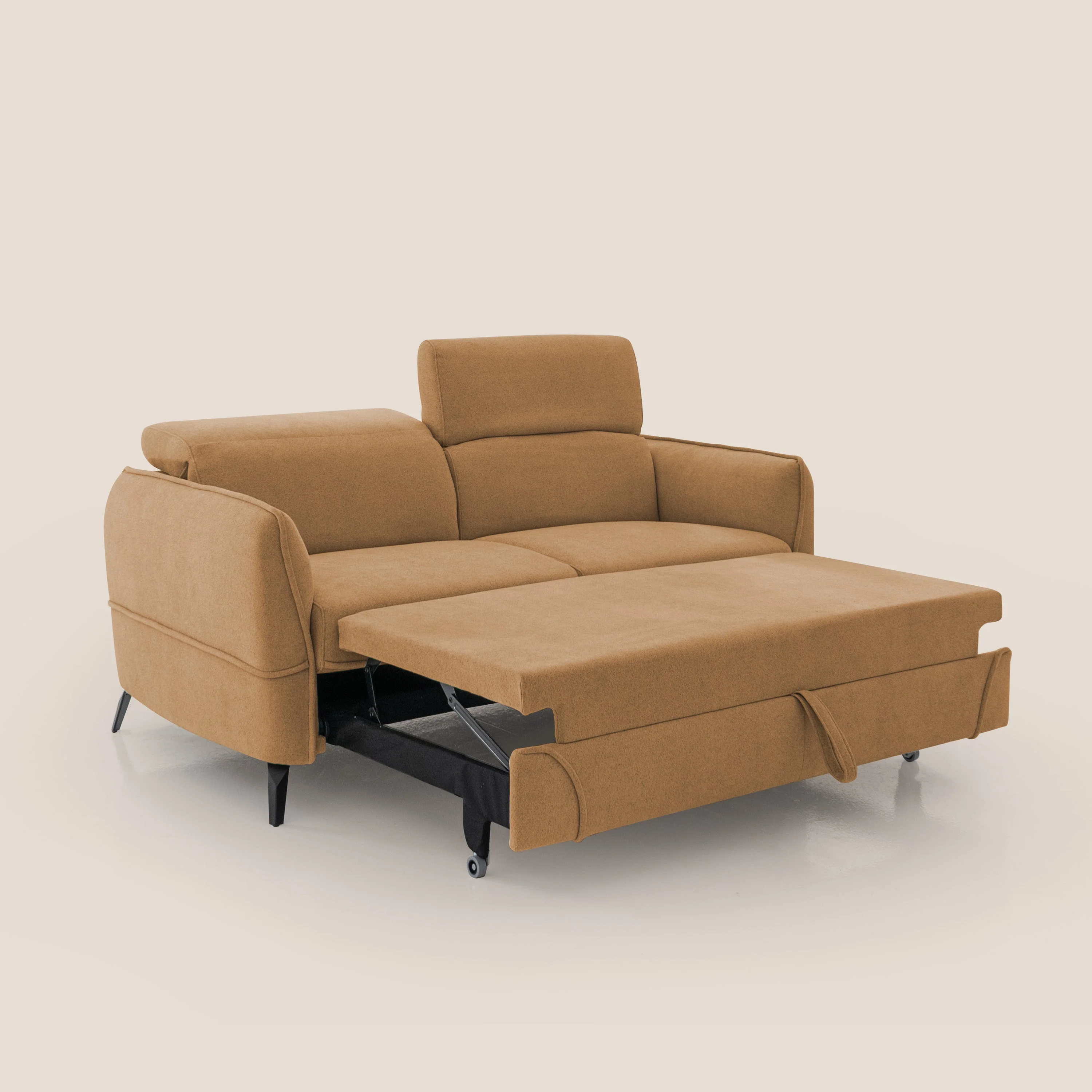 Bloom canapé avec repose-pieds extractible pieds hauts et têtières réglables en bouclette imperméable T07 orange - Image 2