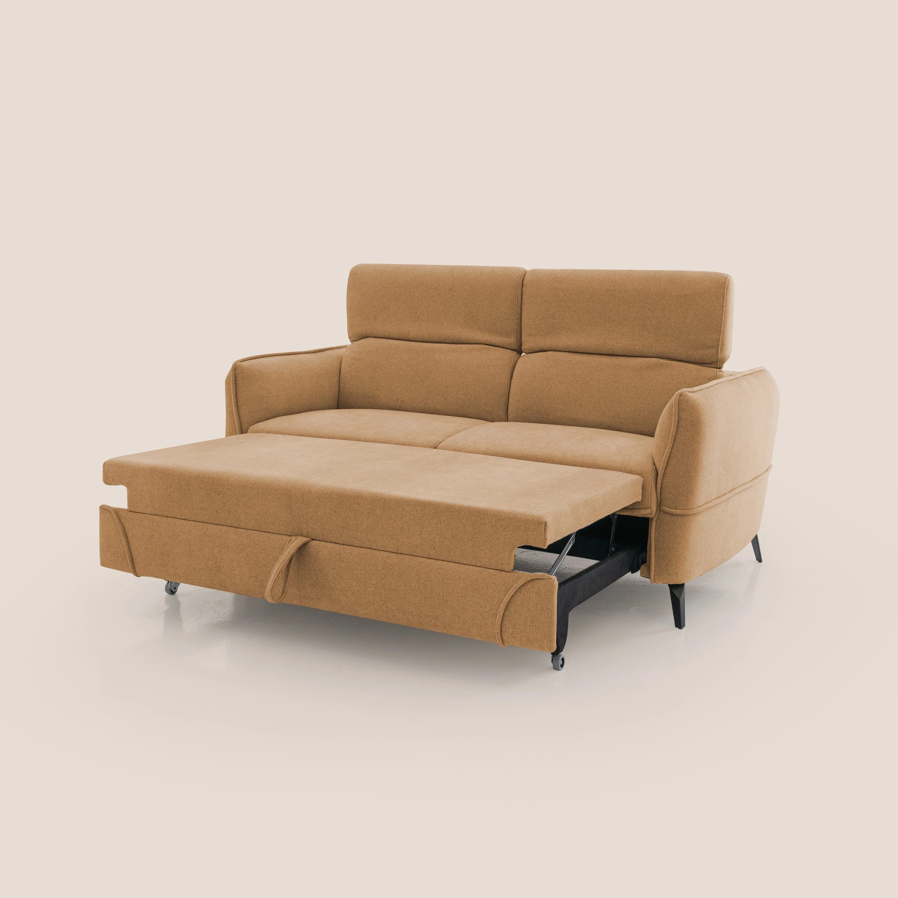 Bloom canapé avec repose-pieds extractible pieds hauts et têtières réglables en bouclette imperméable T07 orange - Image 7
