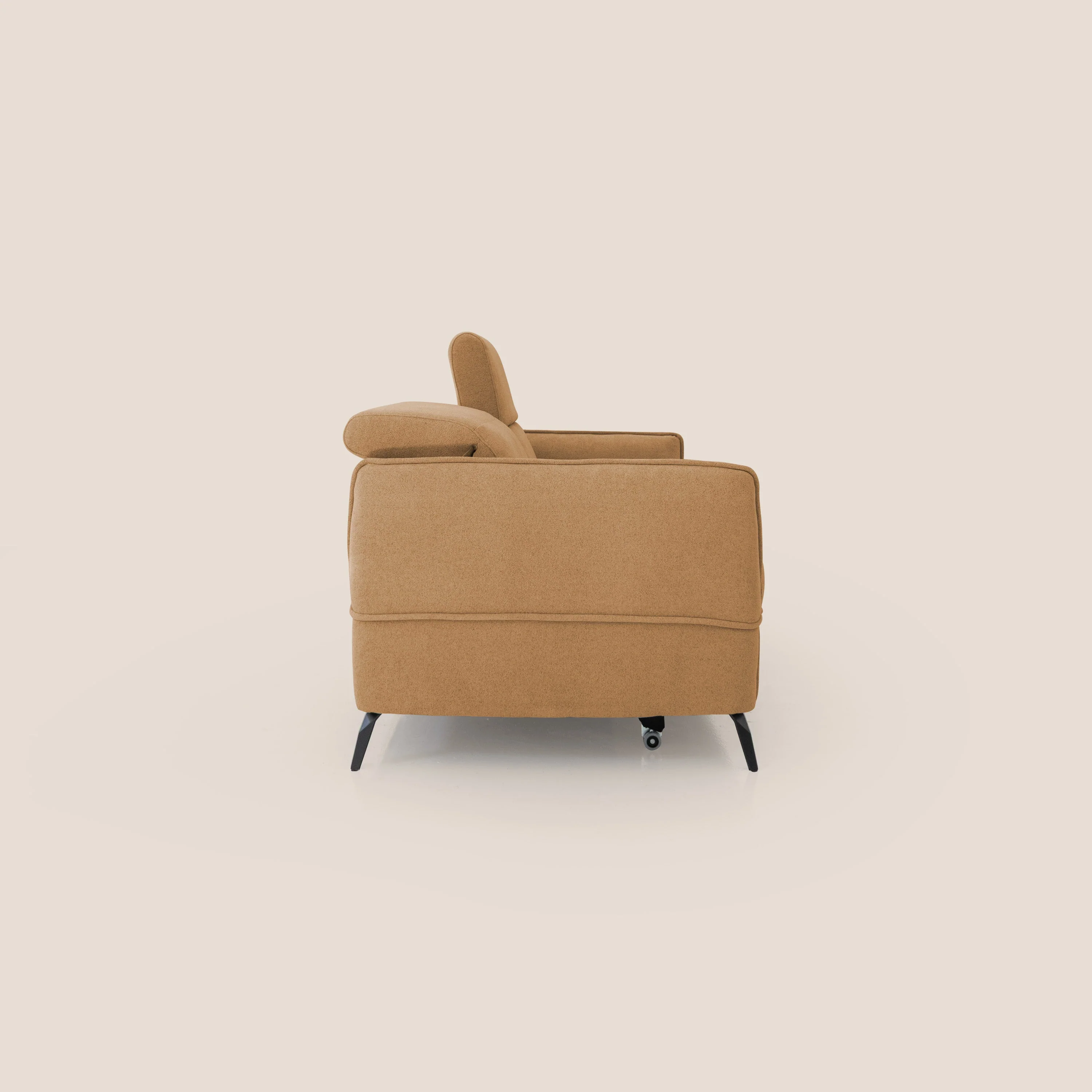 Bloom canapé avec repose-pieds extractible pieds hauts et têtières réglables en bouclette imperméable T07 orange - Image 8