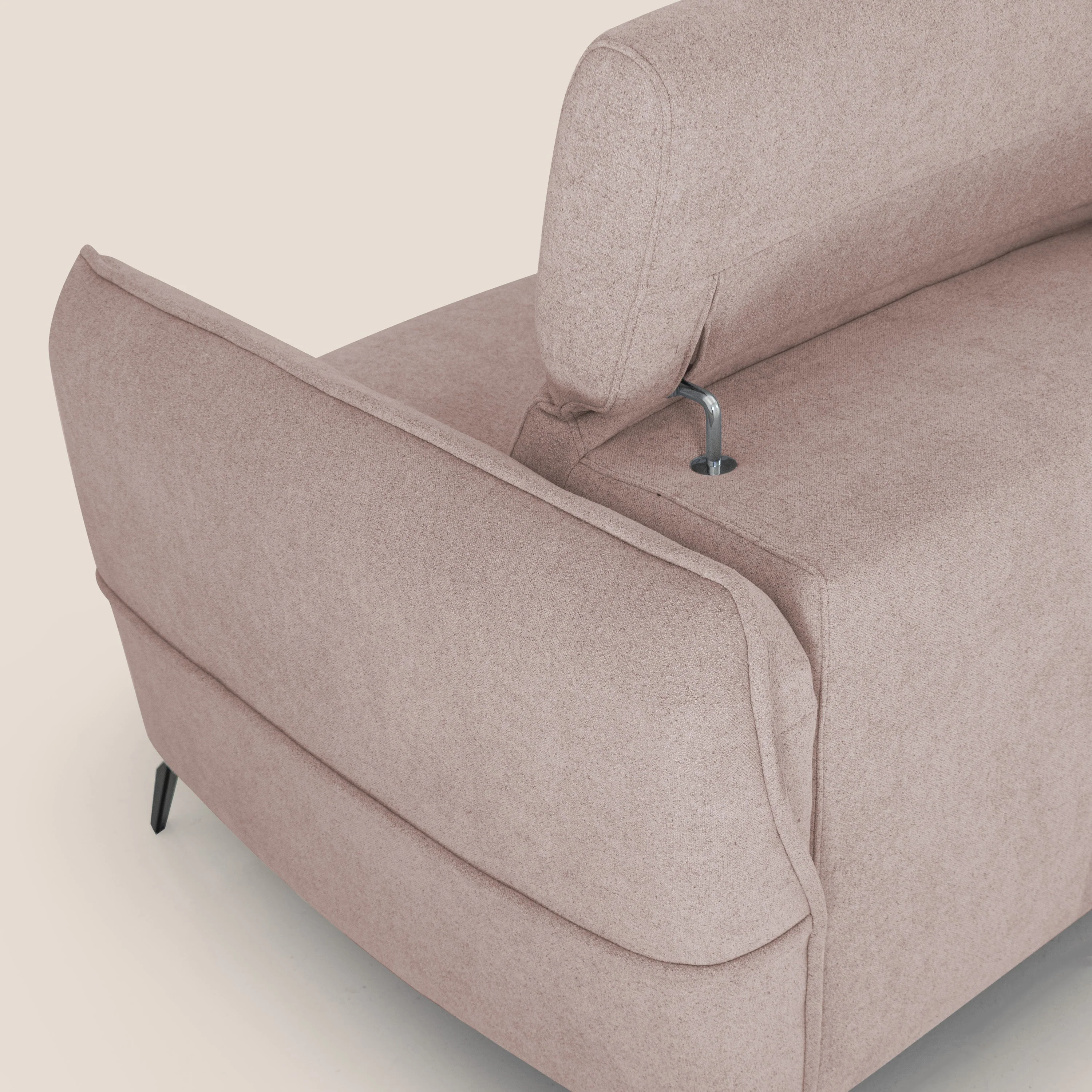 Bloom canapé avec repose-pieds extractible pieds hauts et têtières réglables en bouclette imperméable T07 rose - Image 10