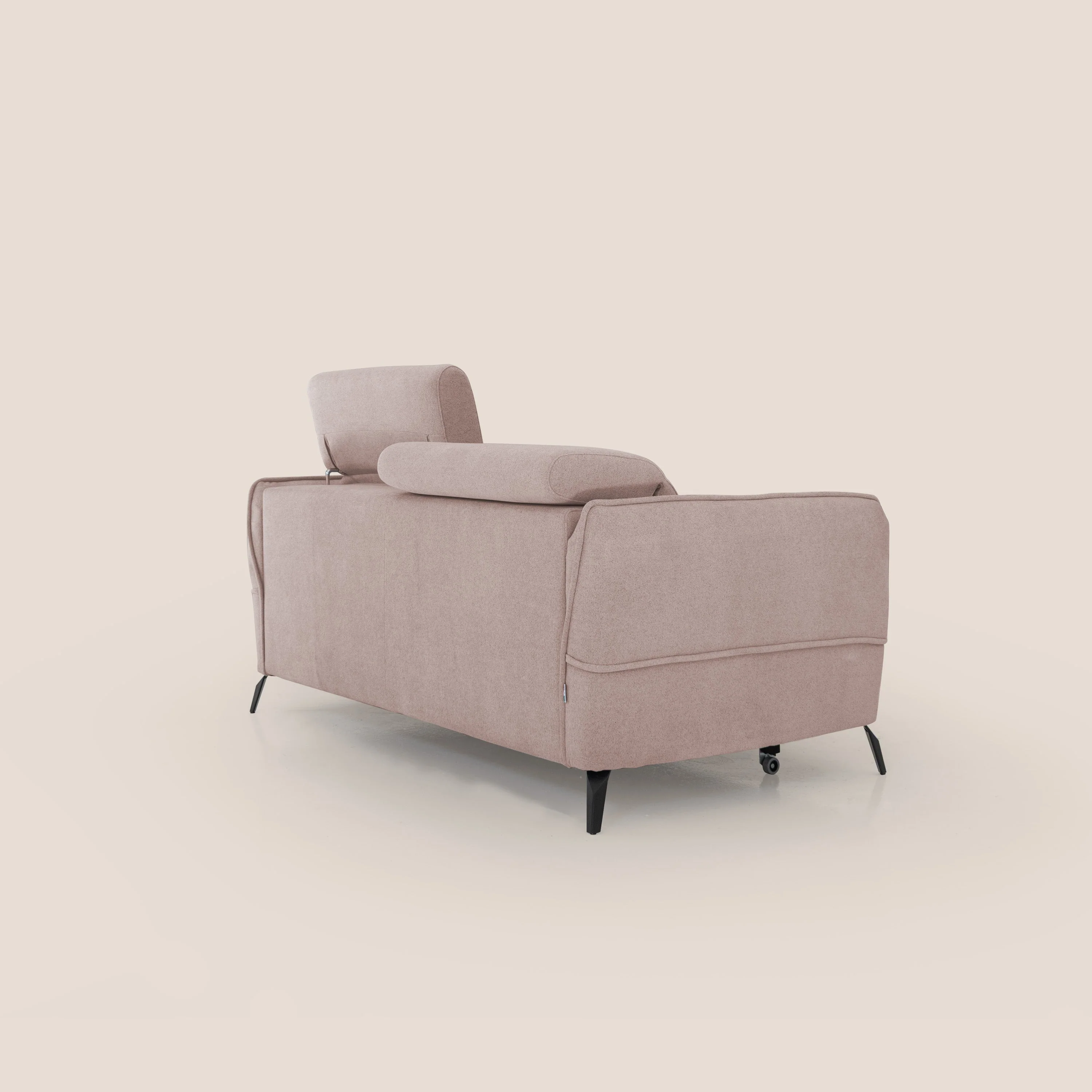 Bloom canapé avec repose-pieds extractible pieds hauts et têtières réglables en bouclette imperméable T07 rose - Image 11