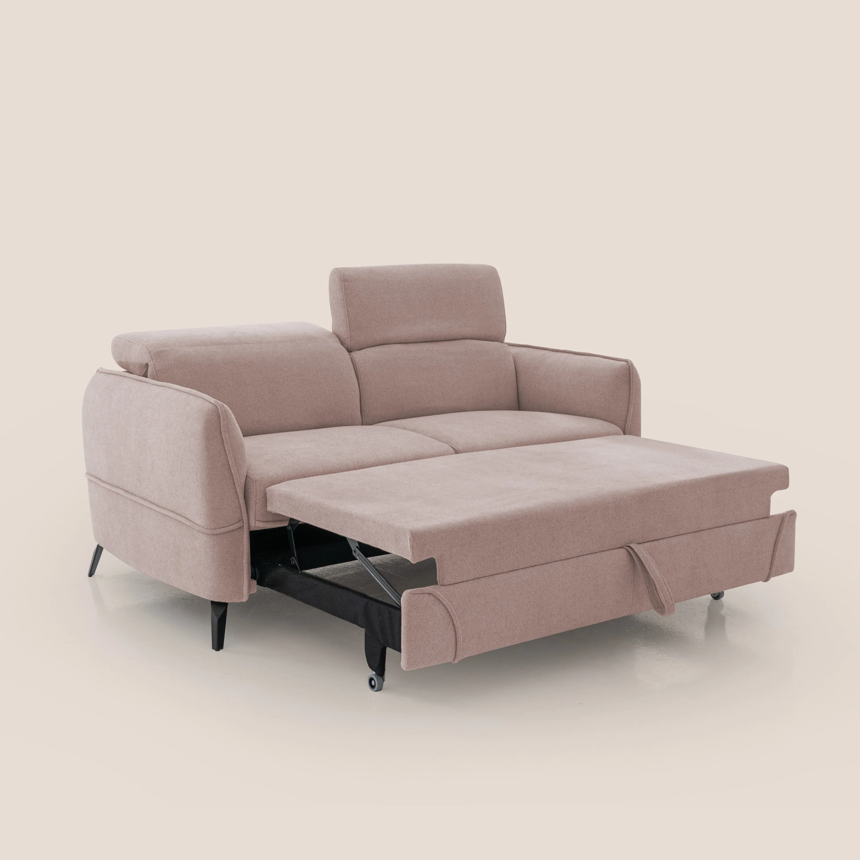 Bloom canapé avec repose-pieds extractible pieds hauts et têtières réglables en bouclette imperméable T07 rose - Image 2