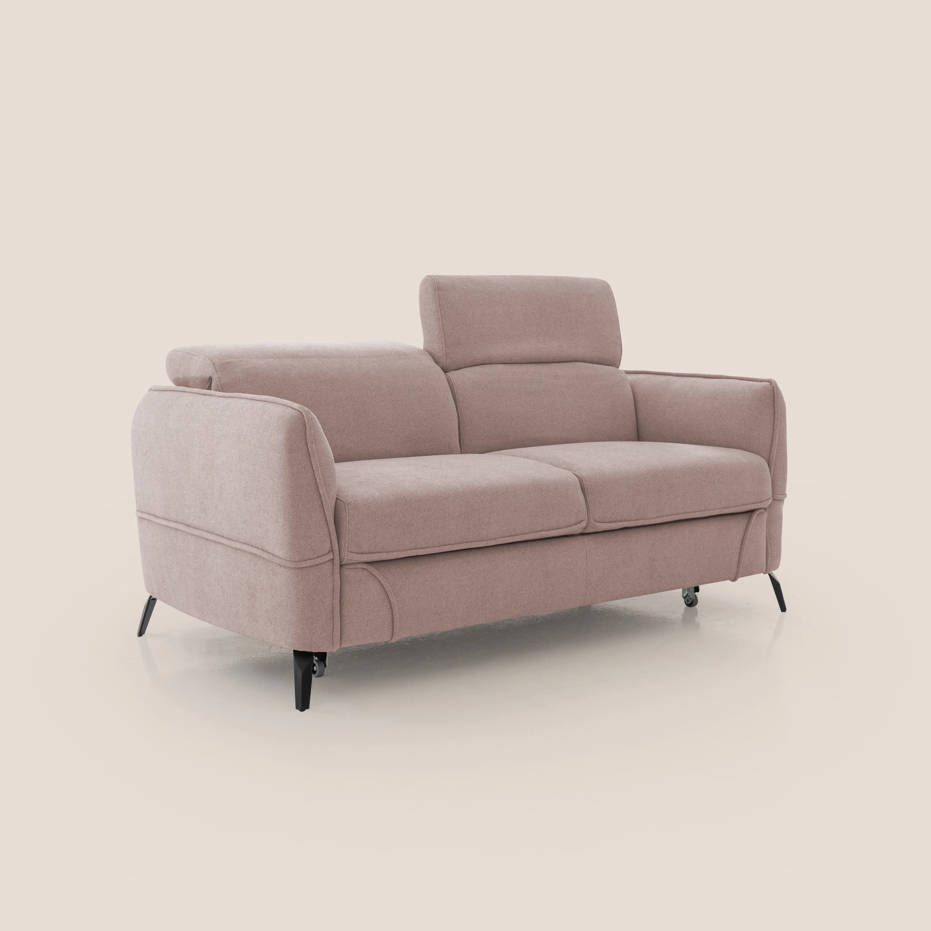 Bloom canapé avec repose-pieds extractible pieds hauts et têtières réglables en bouclette imperméable T07 rose - Image 3