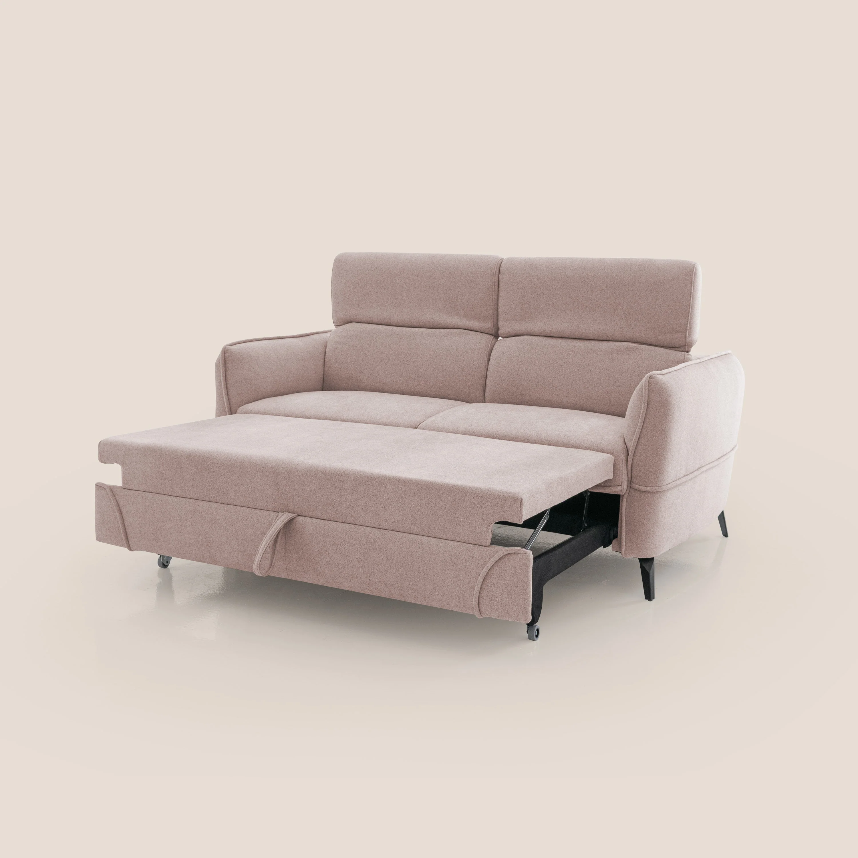 Bloom canapé avec repose-pieds extractible pieds hauts et têtières réglables en bouclette imperméable T07 rose - Image 7