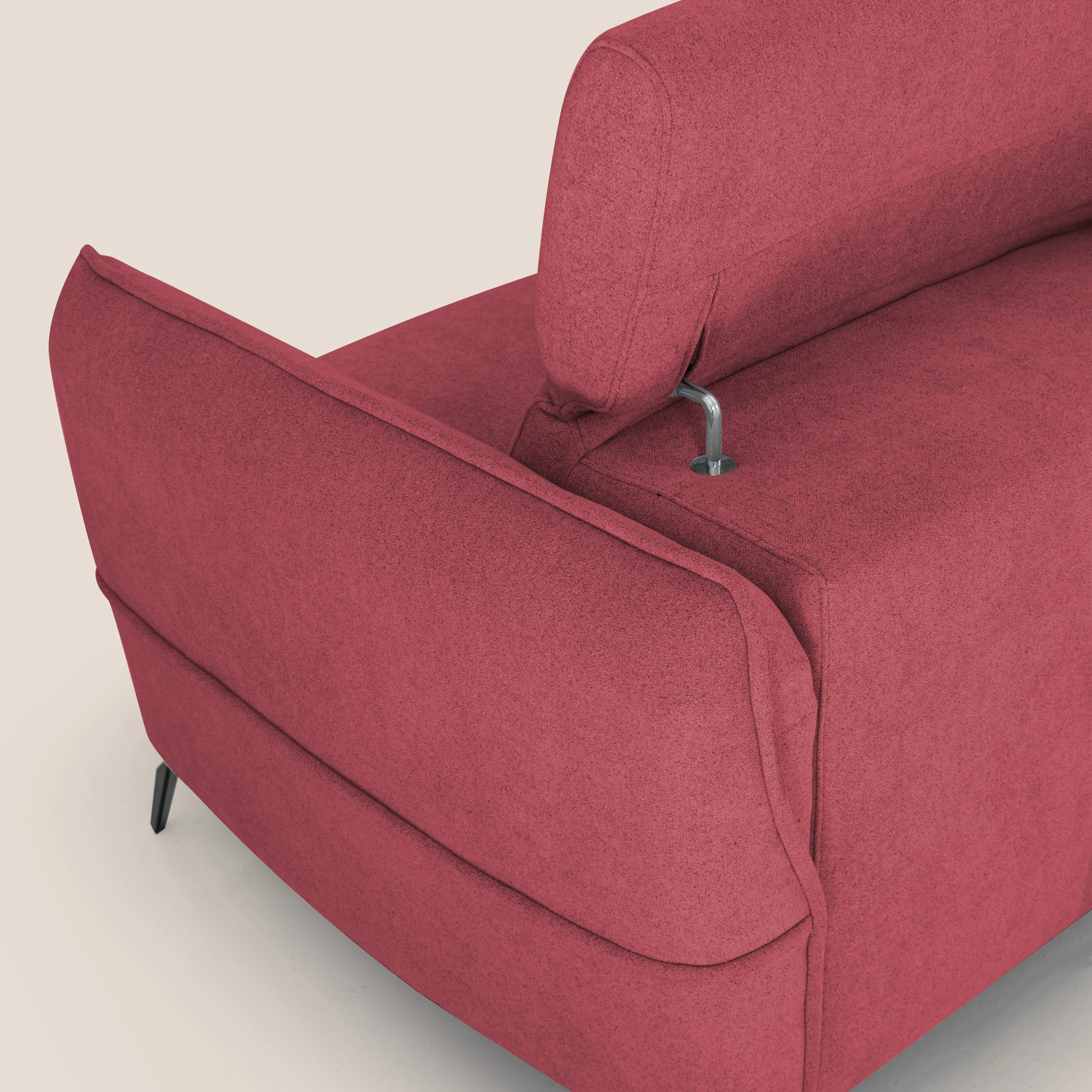 Bloom canapé avec repose-pieds extractible pieds hauts et têtières réglables en bouclette imperméable T07 rouge - Image 10