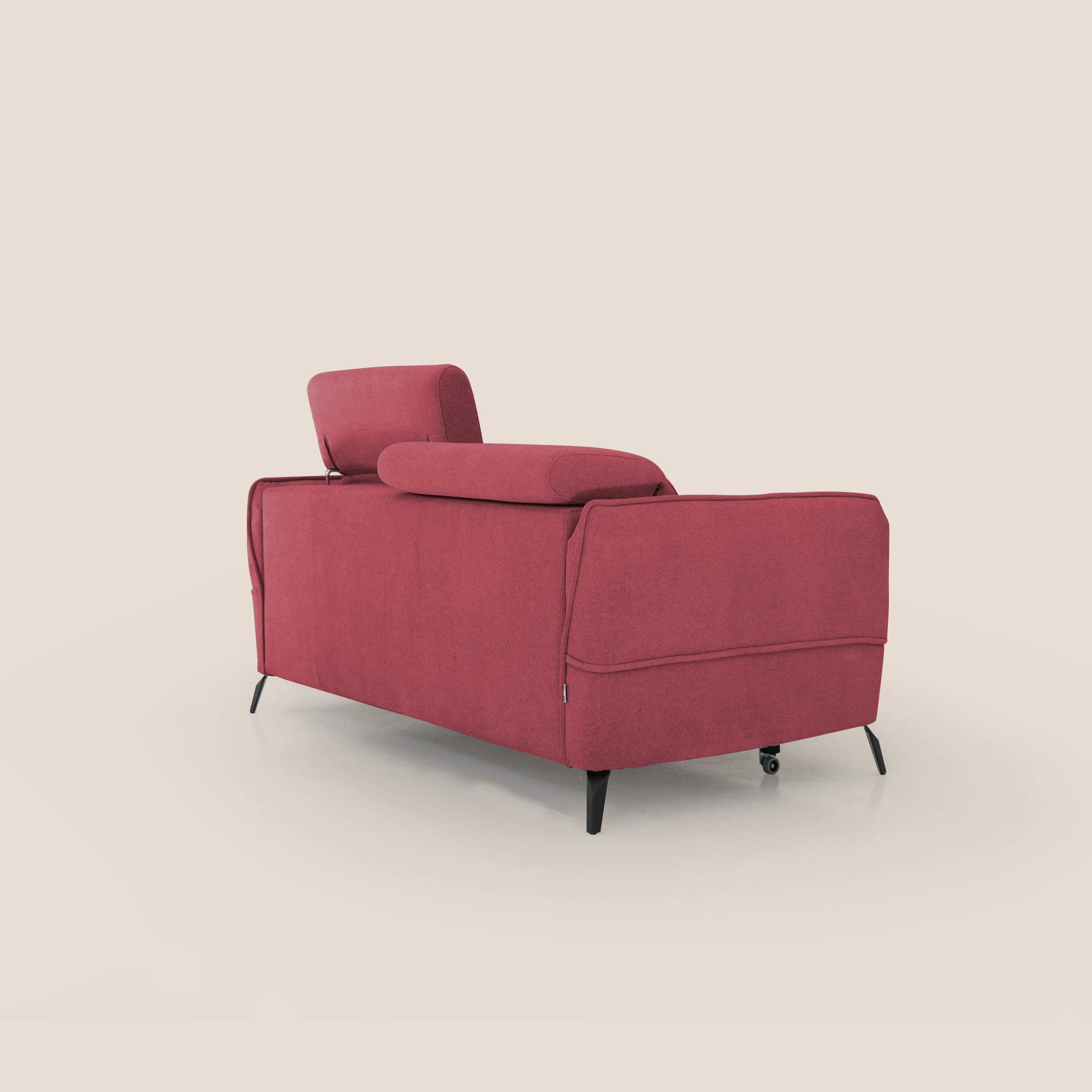 Bloom canapé avec repose-pieds extractible pieds hauts et têtières réglables en bouclette imperméable T07 rouge - Image 11