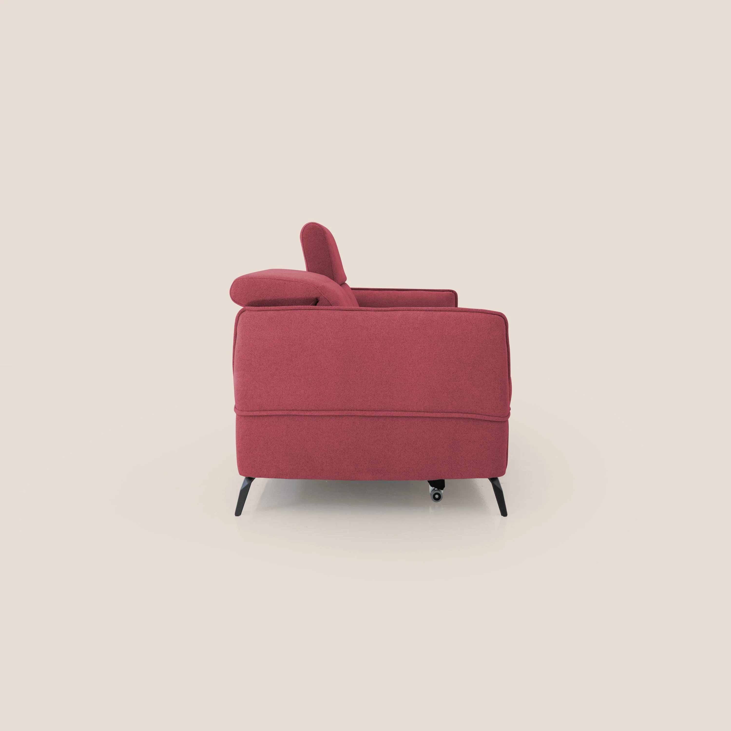 Bloom canapé avec repose-pieds extractible pieds hauts et têtières réglables en bouclette imperméable T07 rouge - Image 8