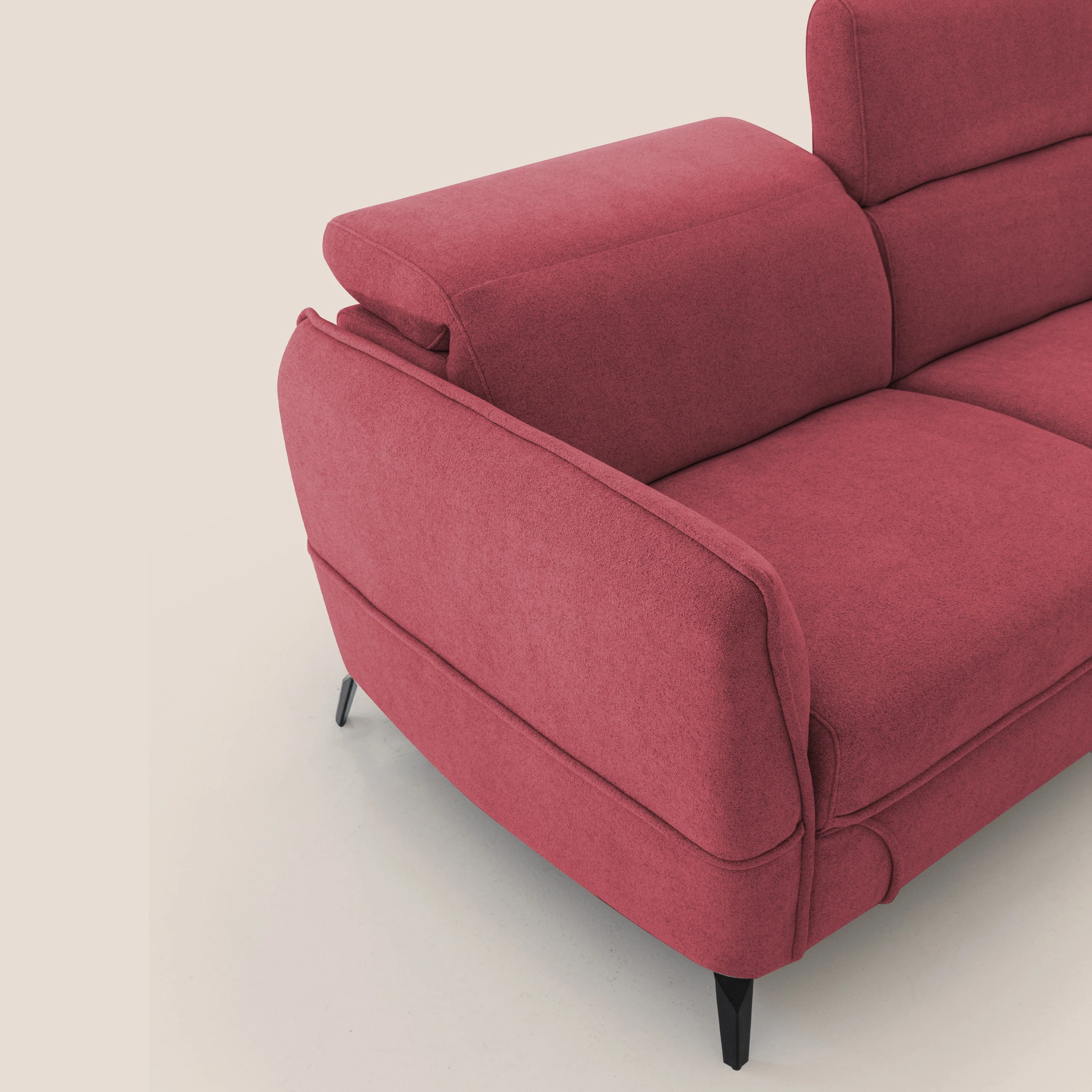 Bloom canapé avec repose-pieds extractible pieds hauts et têtières réglables en bouclette imperméable T07 rouge - Image 9