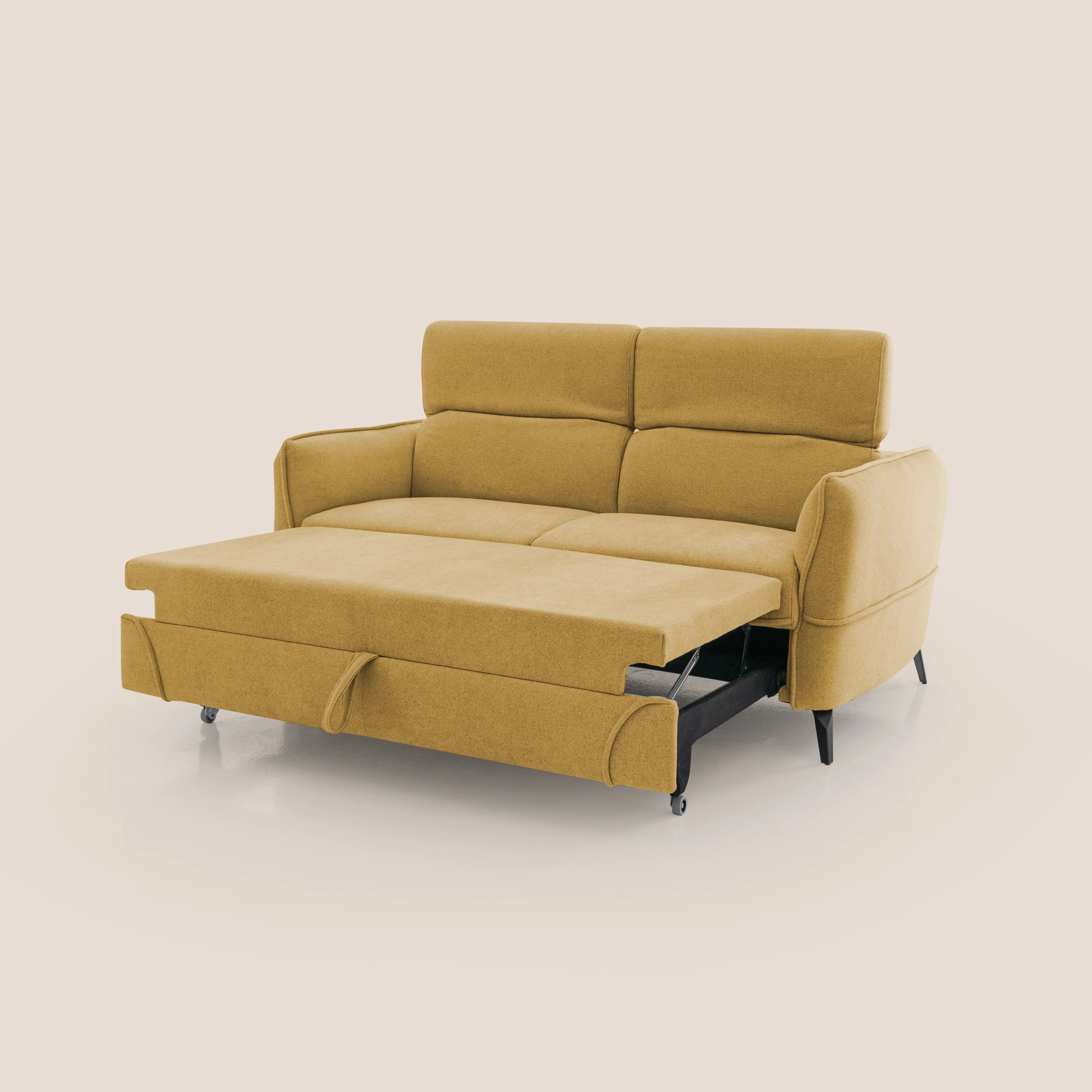 Bloom canapé avec repose-pieds extractible pieds hauts et têtières réglables en bouclette imperméable T07 vert - Image 11