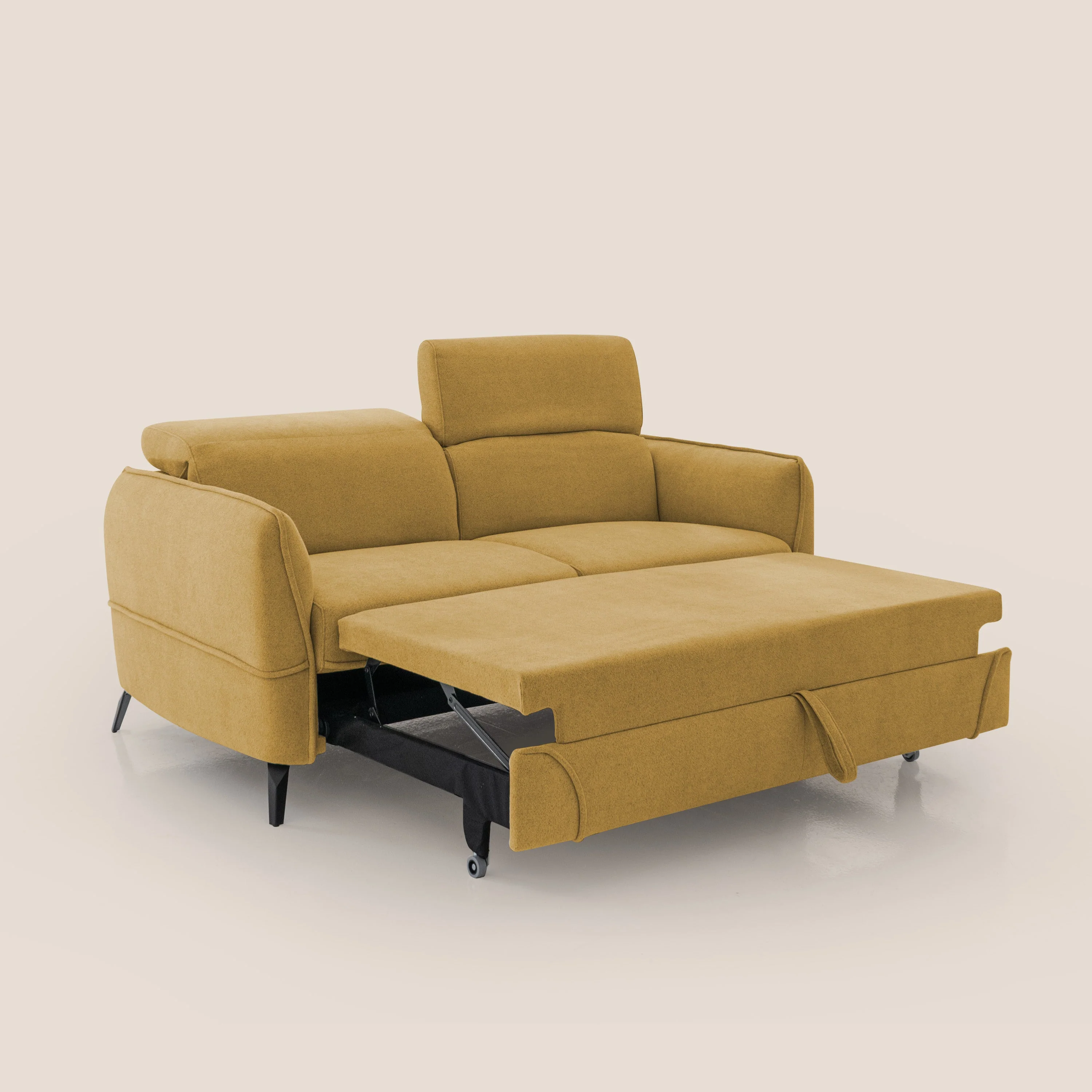 Bloom canapé avec repose-pieds extractible pieds hauts et têtières réglables en bouclette imperméable T07 vert - Image 2