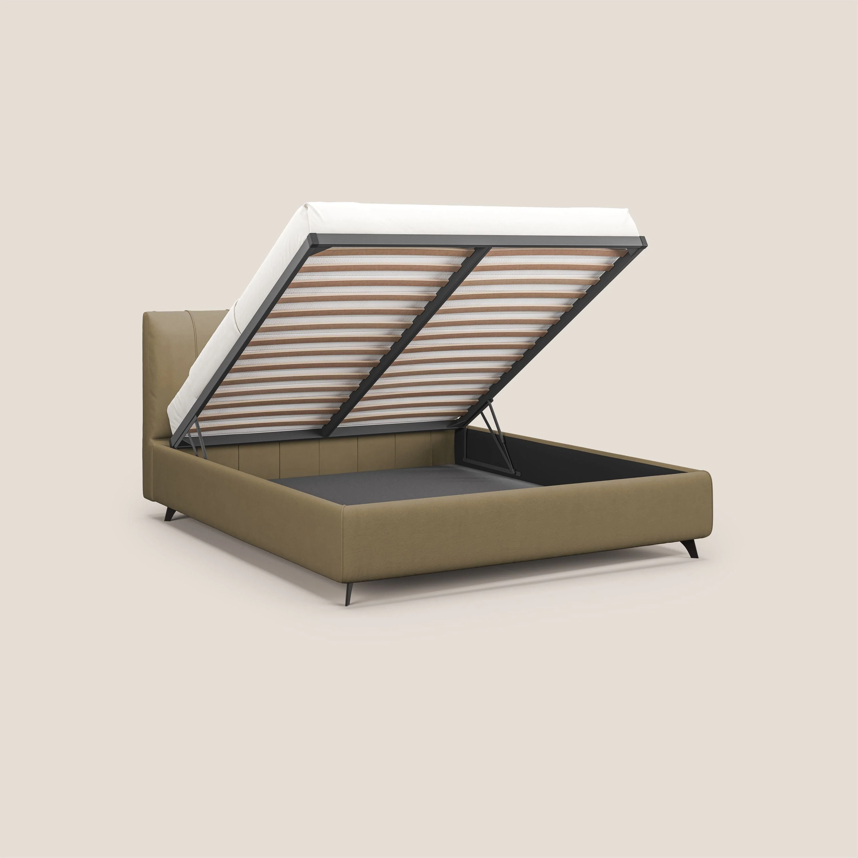 Bogart lit avec coffre rembourré complètement déhoussable en microfibre détachable T11 beige - Image 2
