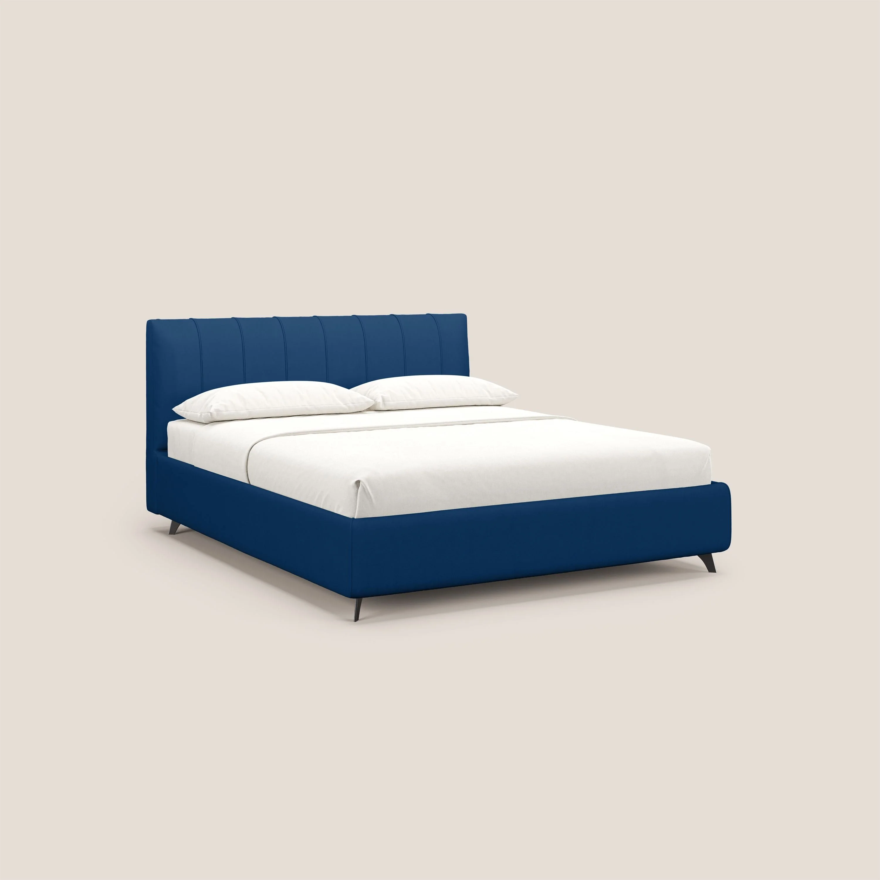 Bogart lit avec coffre rembourré complètement déhoussable en microfibre détachable T11 bleu