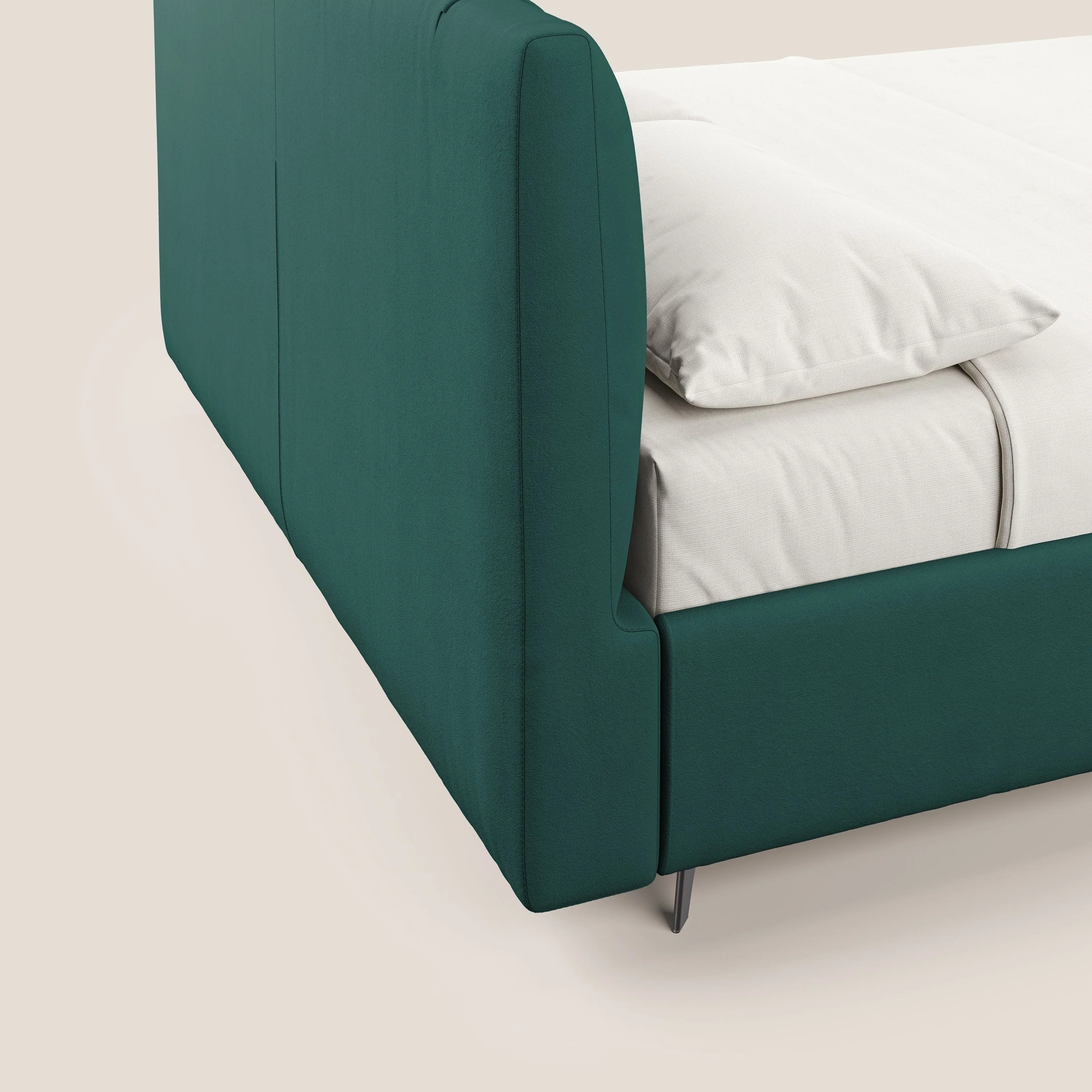 Bogart lit avec coffre rembourré complètement déhoussable en microfibre détachable T11 bleu canard - Image 7