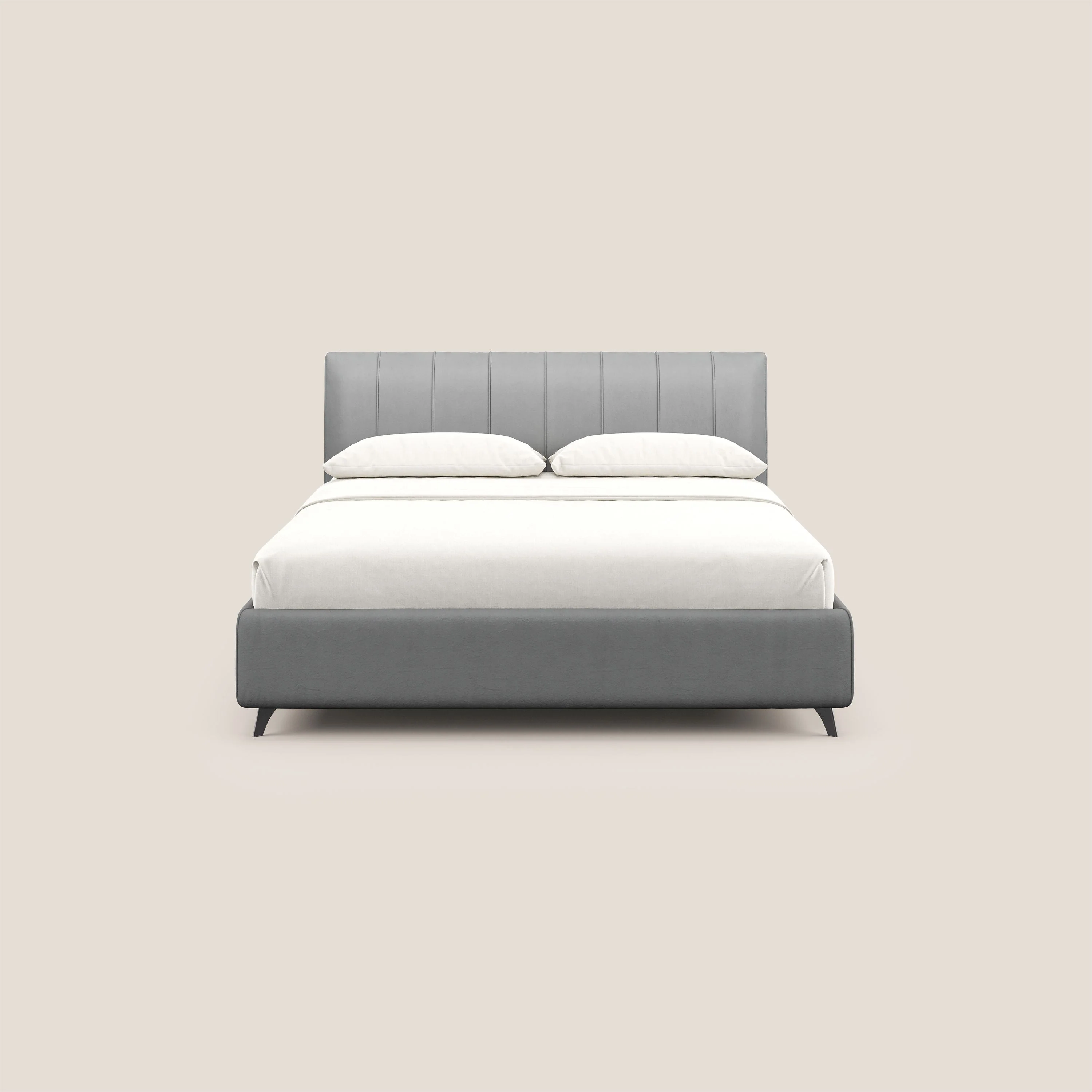 Bogart lit avec coffre rembourré complètement déhoussable en microfibre détachable T11 gris - Image 3