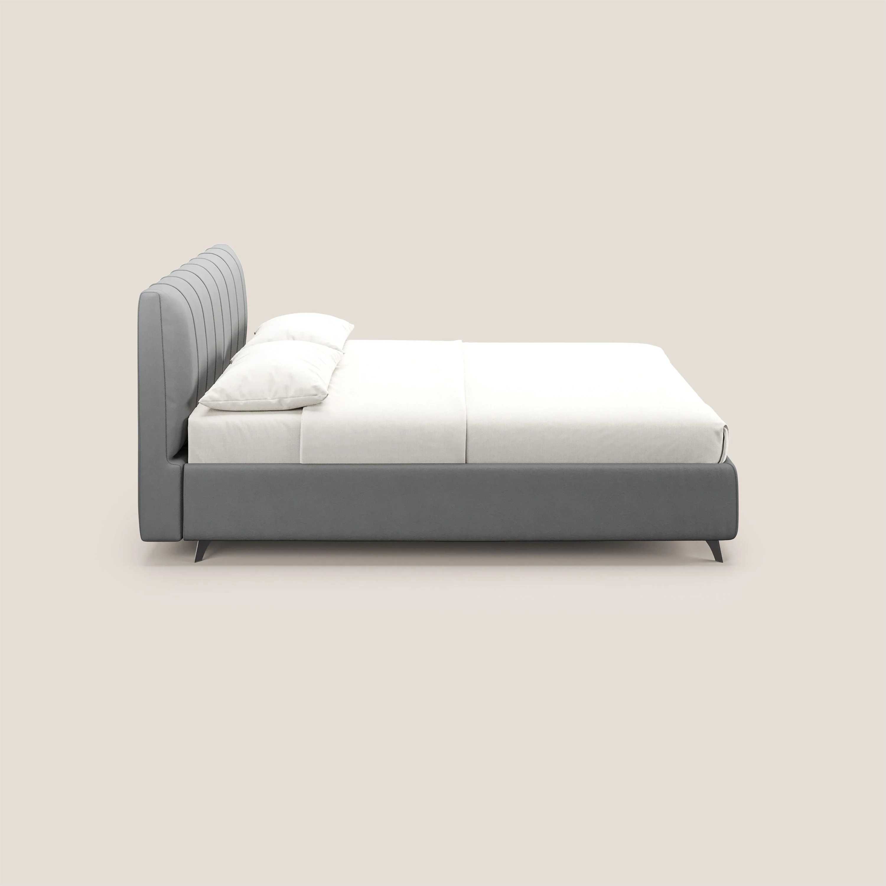 Bogart lit avec coffre rembourré complètement déhoussable en microfibre détachable T11 gris - Image 4