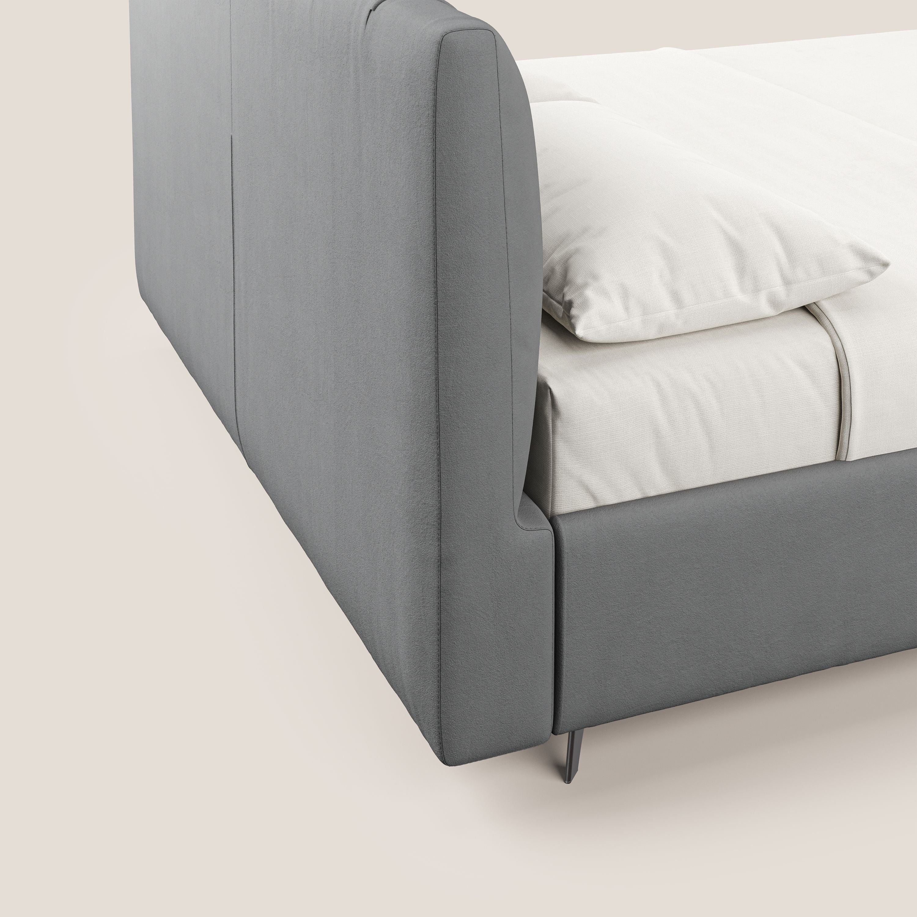 Bogart lit avec coffre rembourré complètement déhoussable en microfibre détachable T11 gris - Image 7