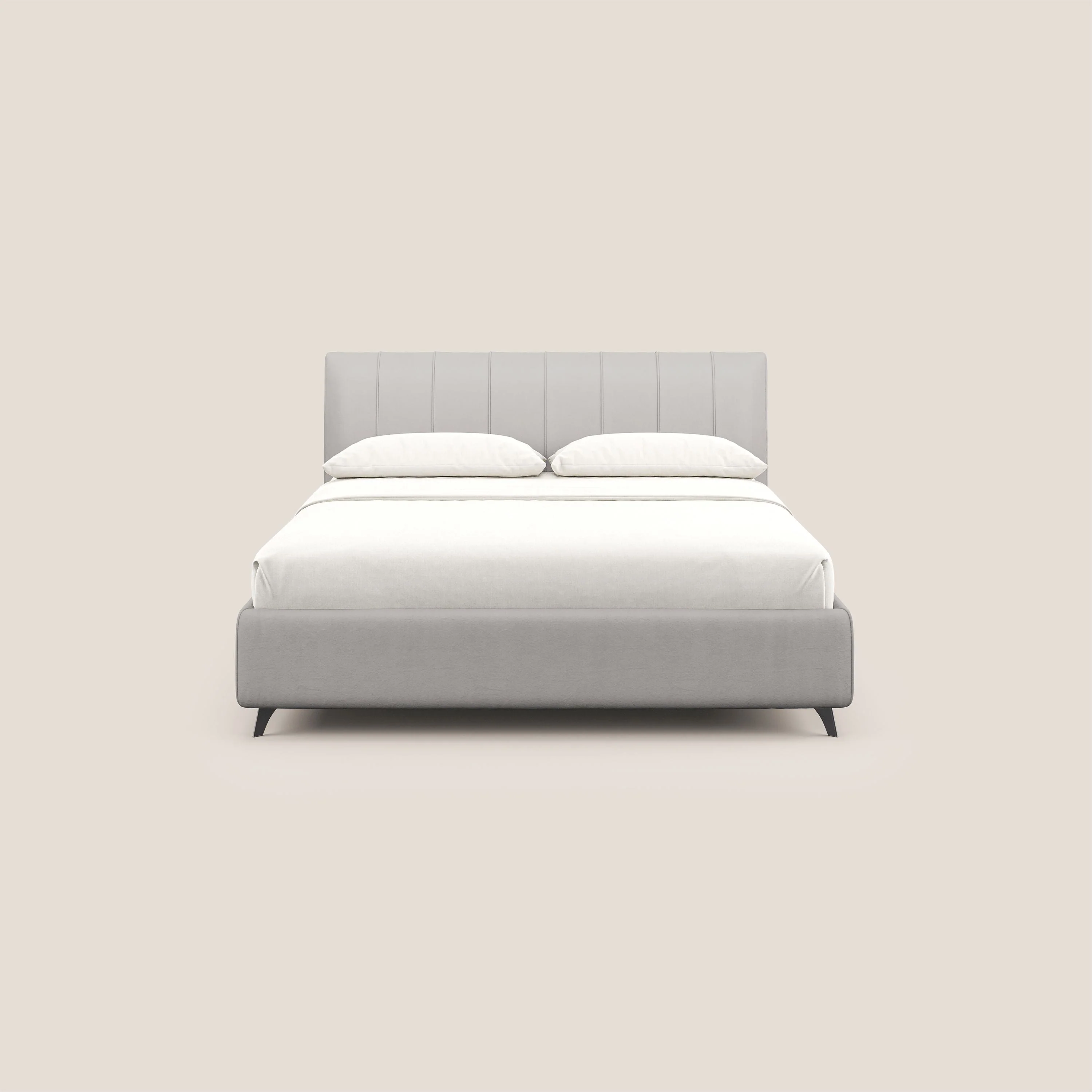 Bogart lit avec coffre rembourré complètement déhoussable en microfibre détachable T11 gris clair - Image 3