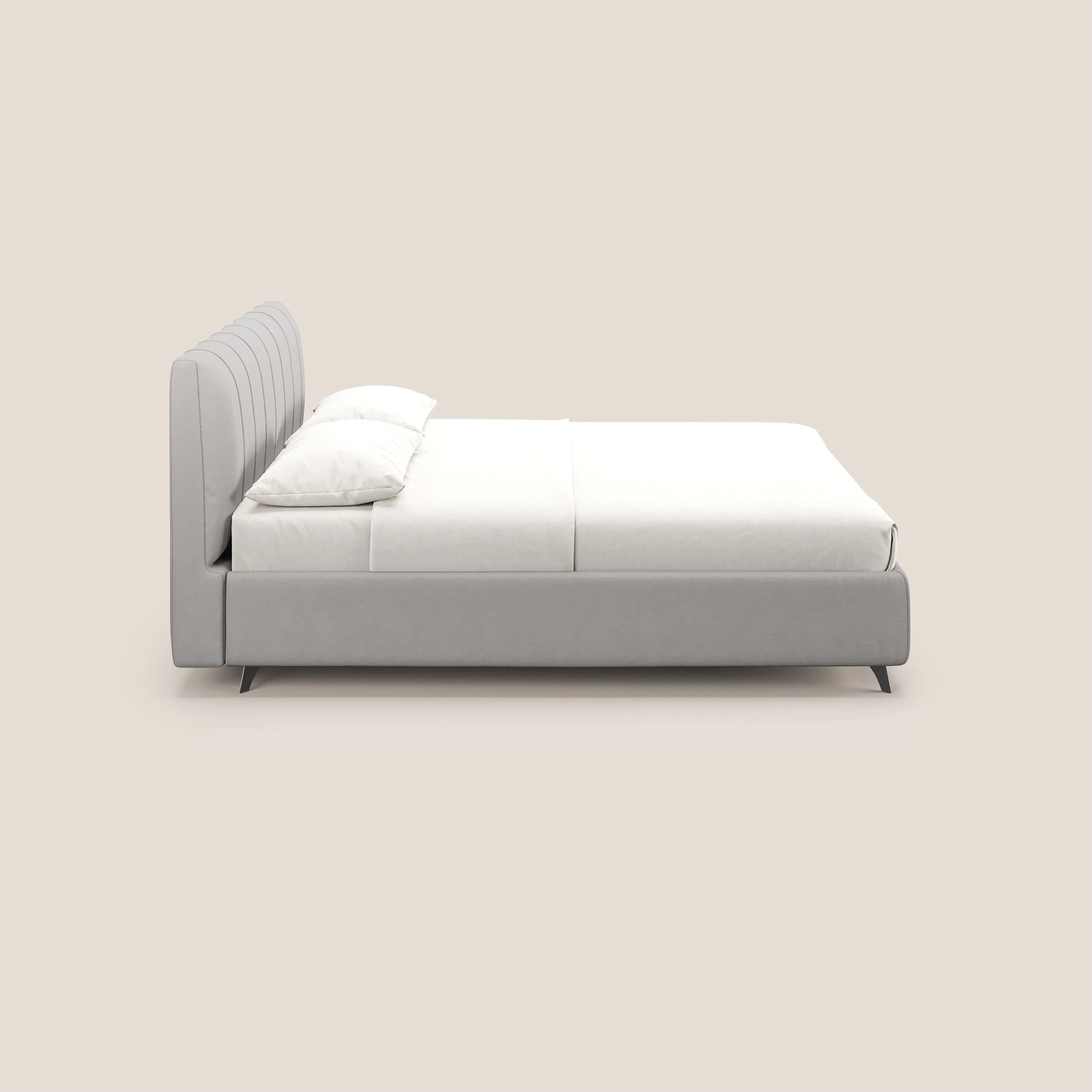 Bogart lit avec coffre rembourré complètement déhoussable en microfibre détachable T11 gris clair - Image 4