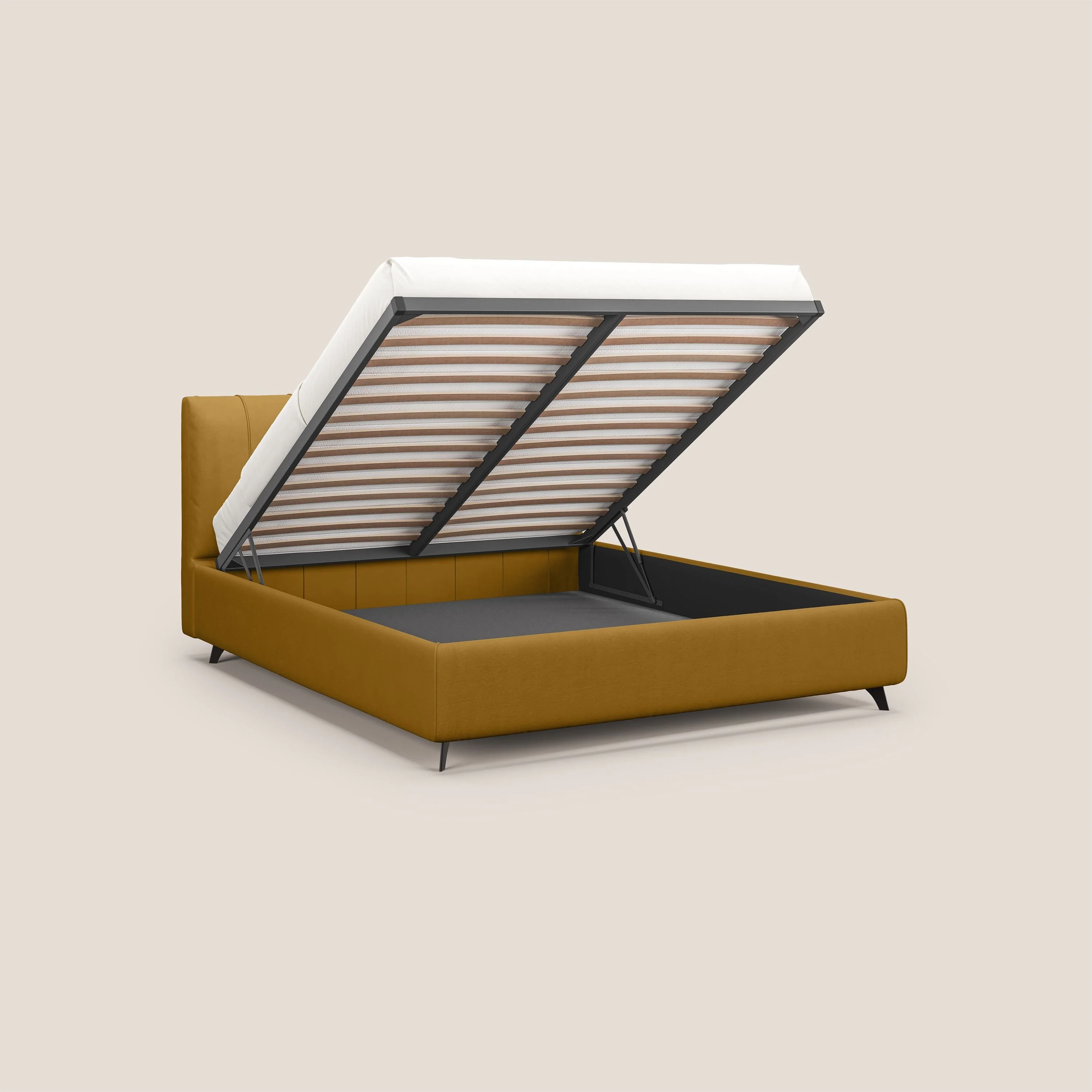 Bogart lit avec coffre rembourré complètement déhoussable en microfibre détachable T11 jaune - Image 2