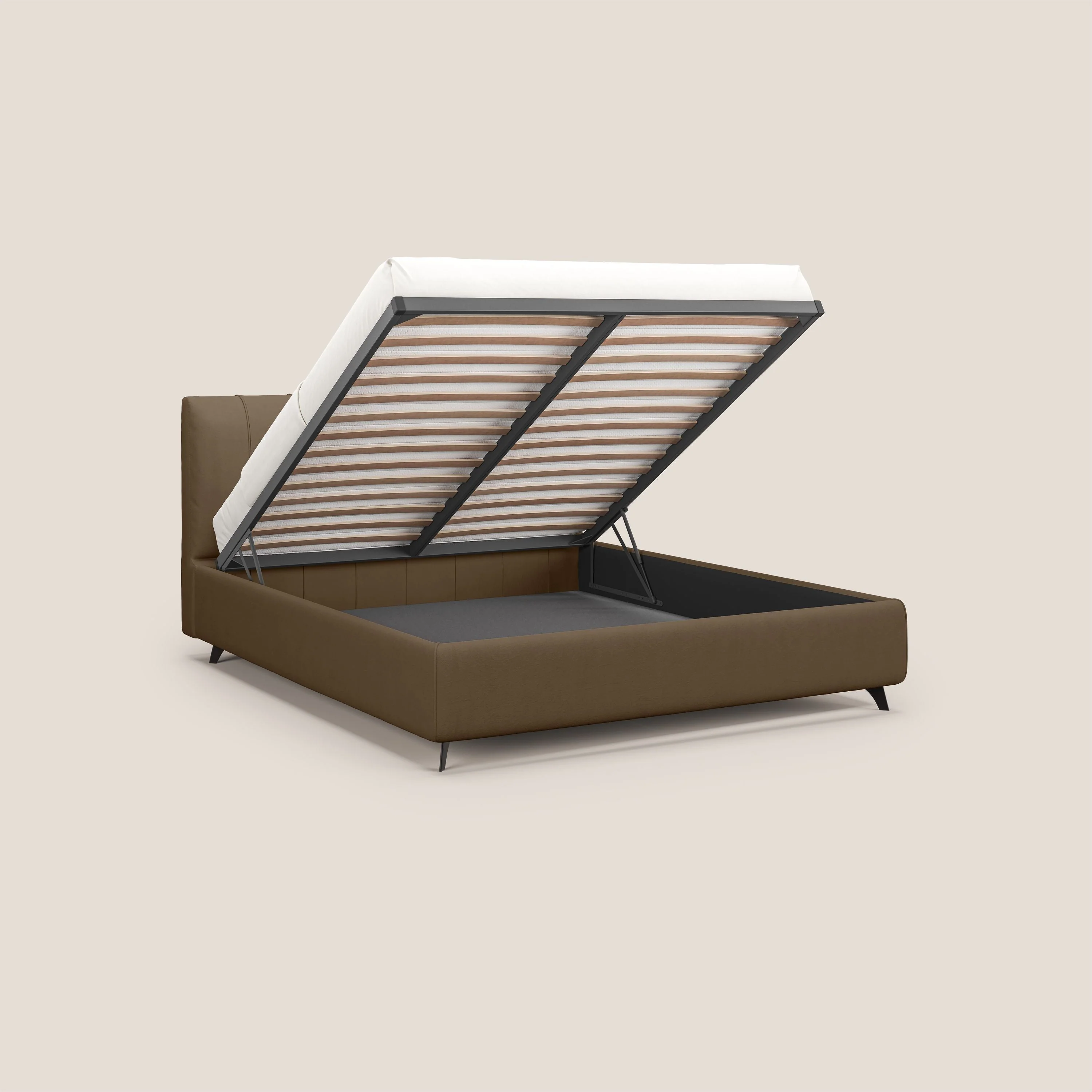 Bogart lit avec coffre rembourré complètement déhoussable en microfibre détachable T11 marron - Image 2