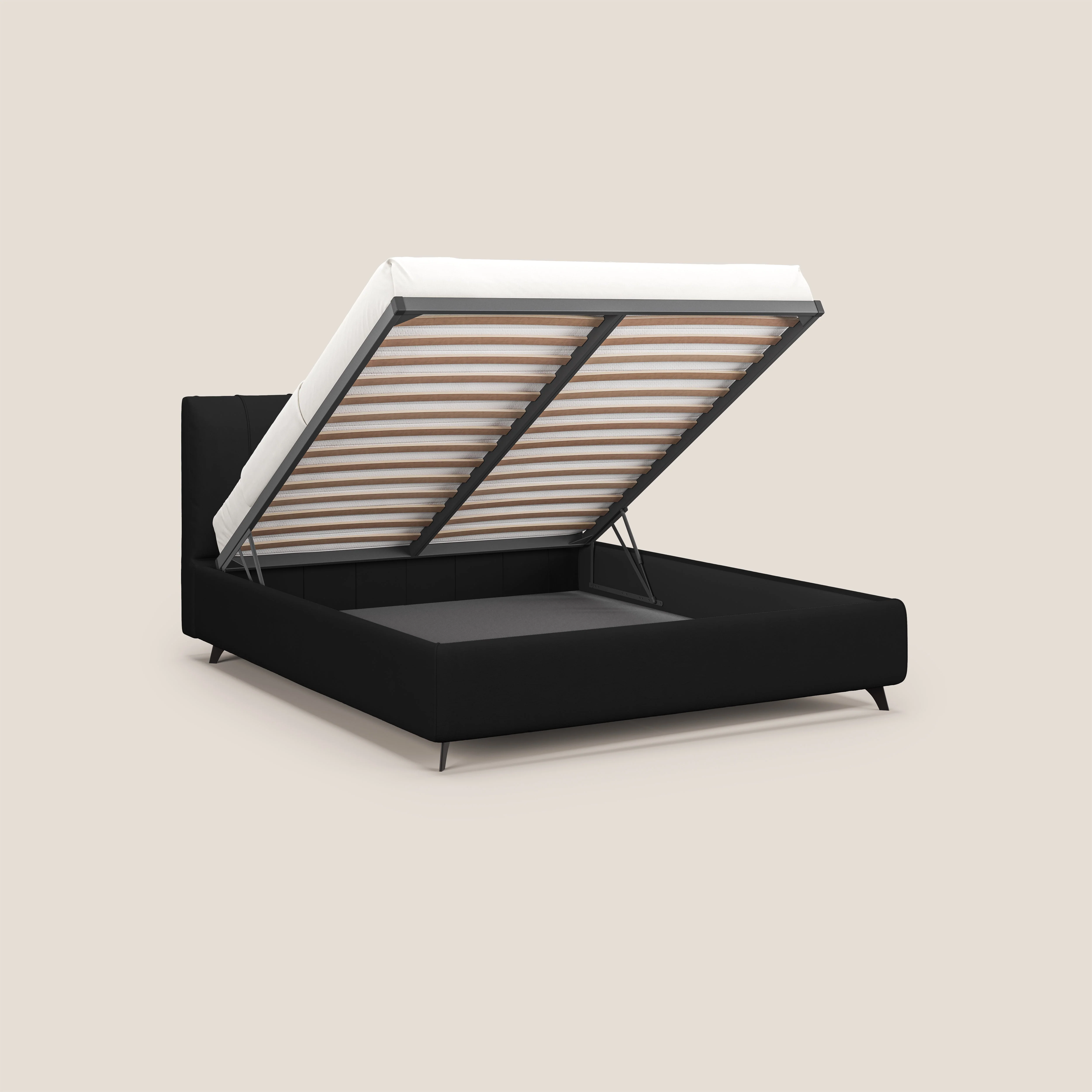 Bogart lit avec coffre rembourré complètement déhoussable en microfibre détachable T11 noir - Image 2