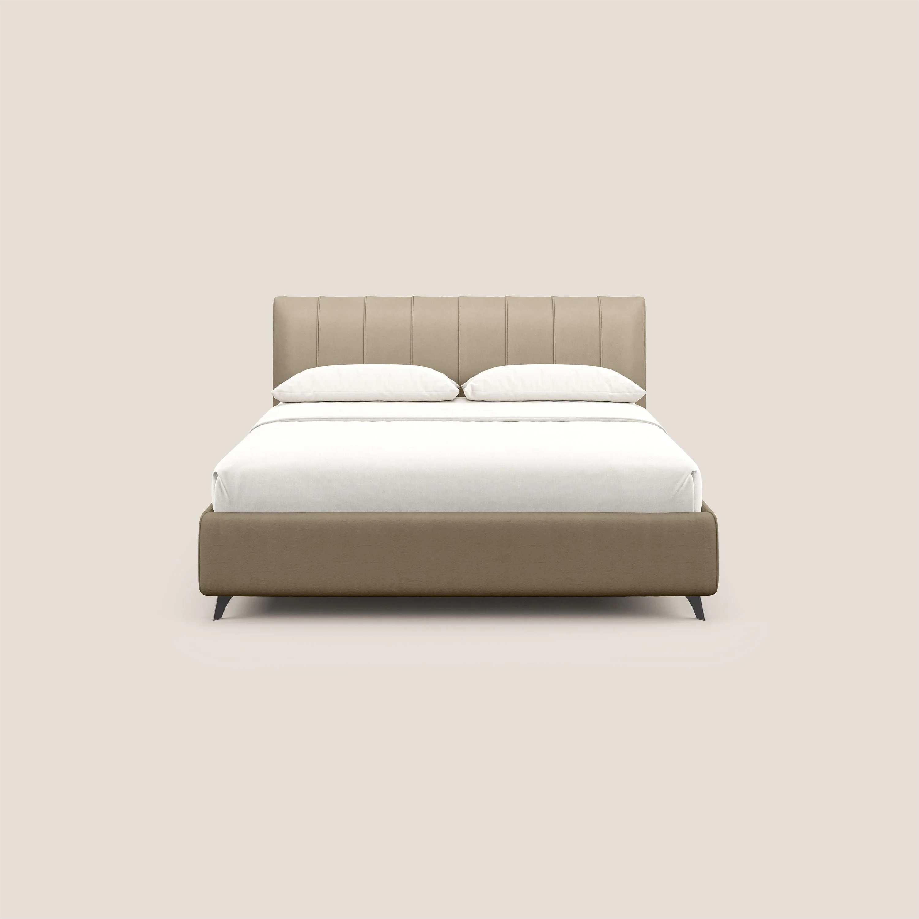 Bogart lit avec coffre rembourré complètement déhoussable en microfibre détachable T11 Taupe tortora - Image 3