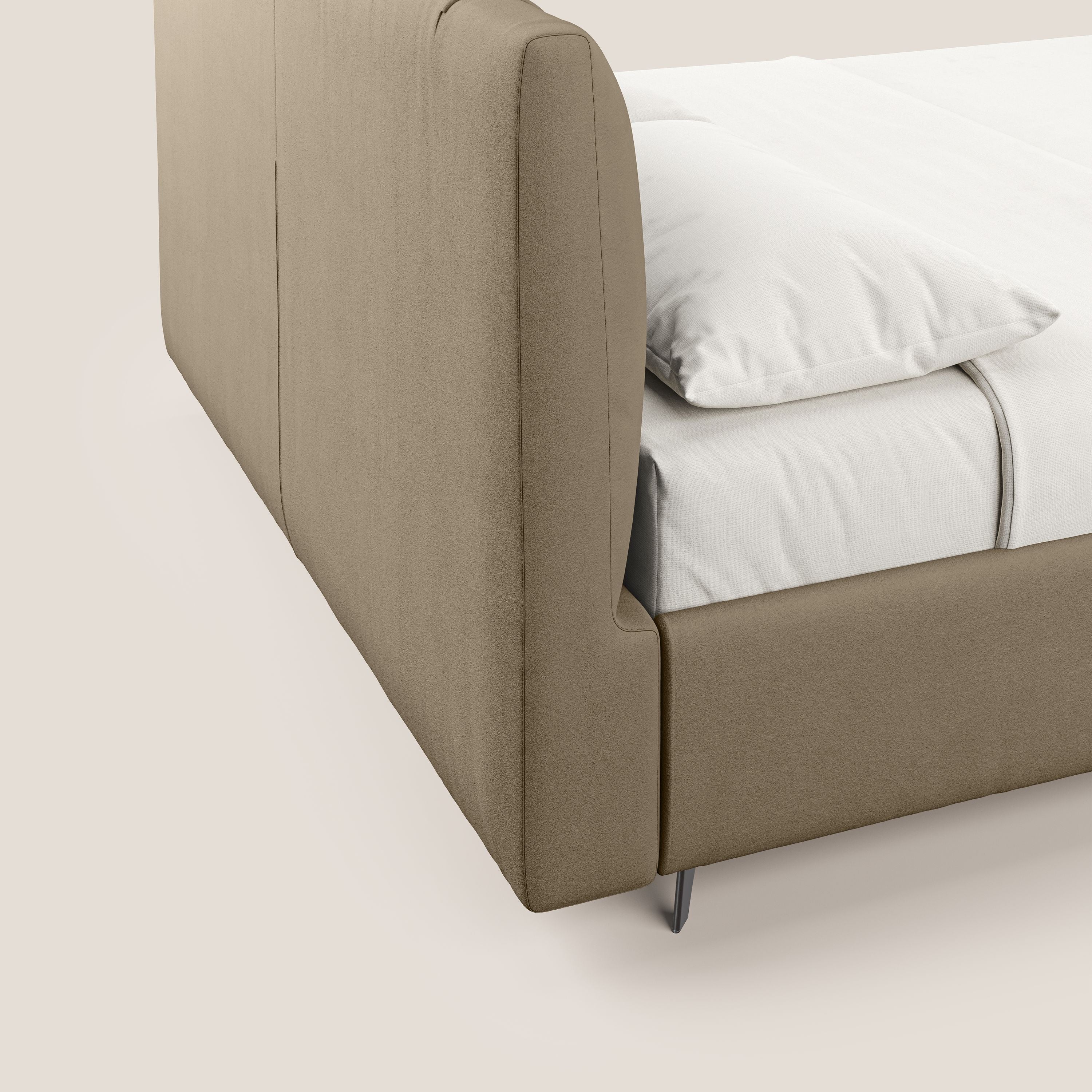 Bogart lit avec coffre rembourré complètement déhoussable en microfibre détachable T11 Taupe tortora - Image 7