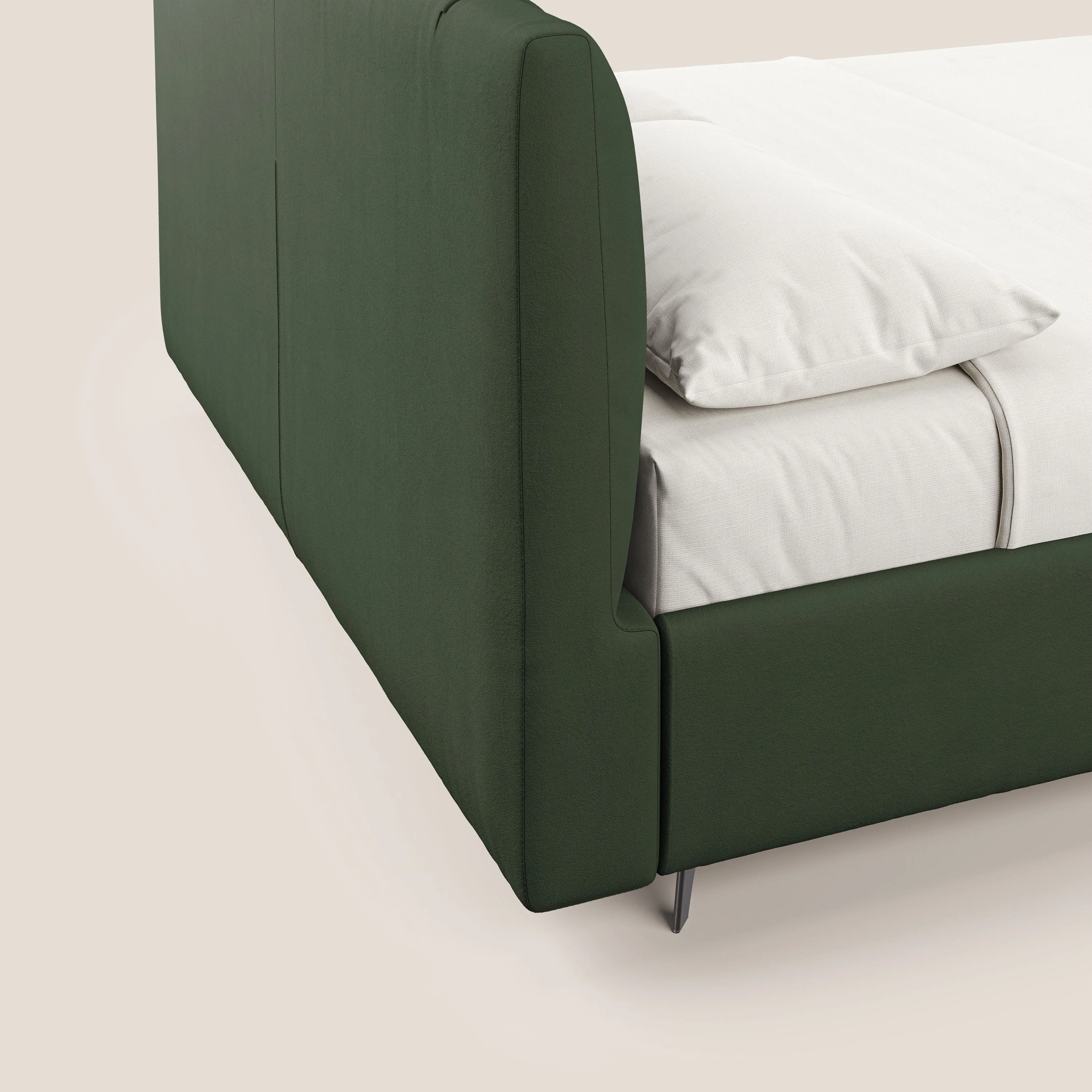 Bogart lit avec coffre rembourré complètement déhoussable en microfibre détachable T11 vert - Image 7