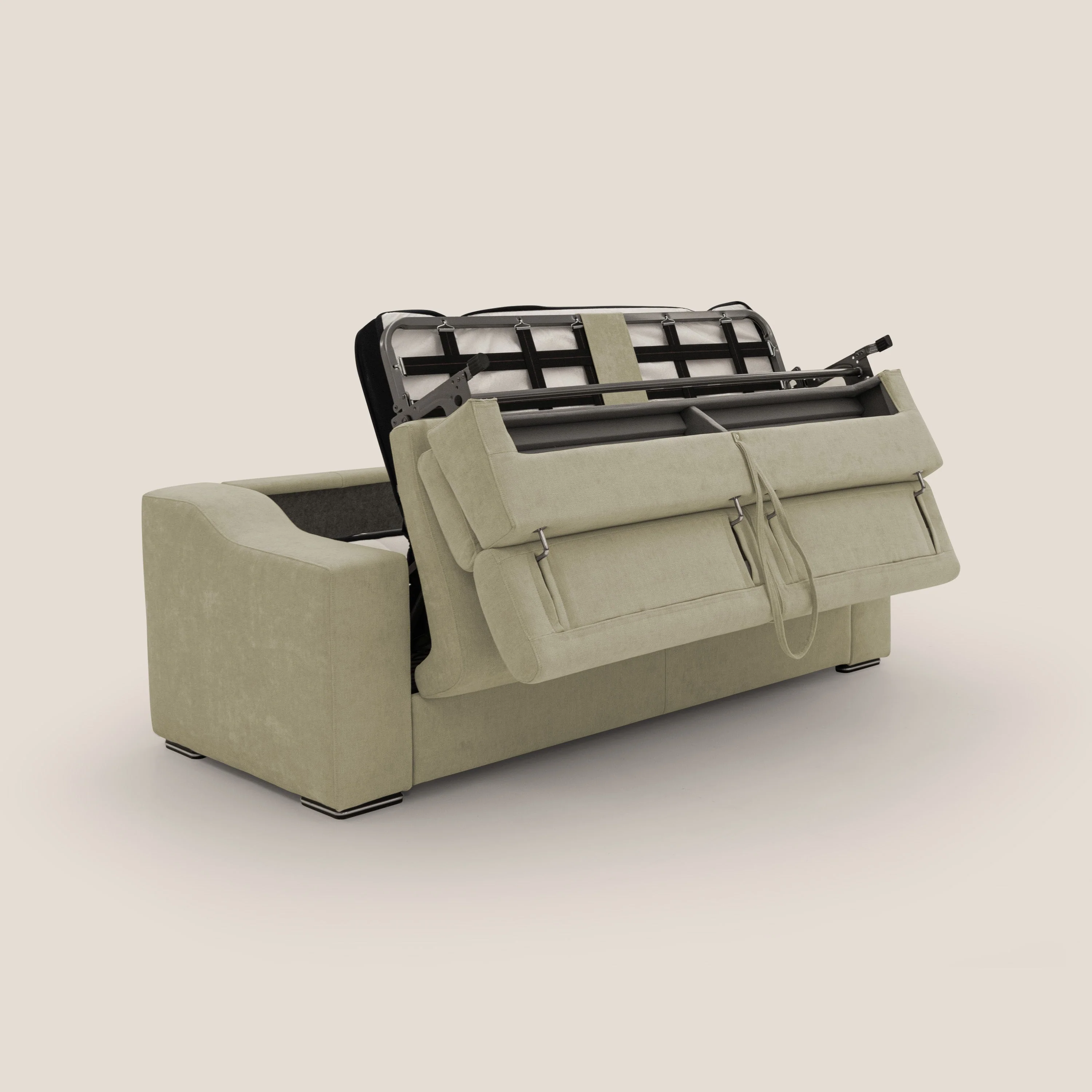 Bomber Canapé convertible matrimonial avec  têtières en tissu imperméable T14 beige - Image 3