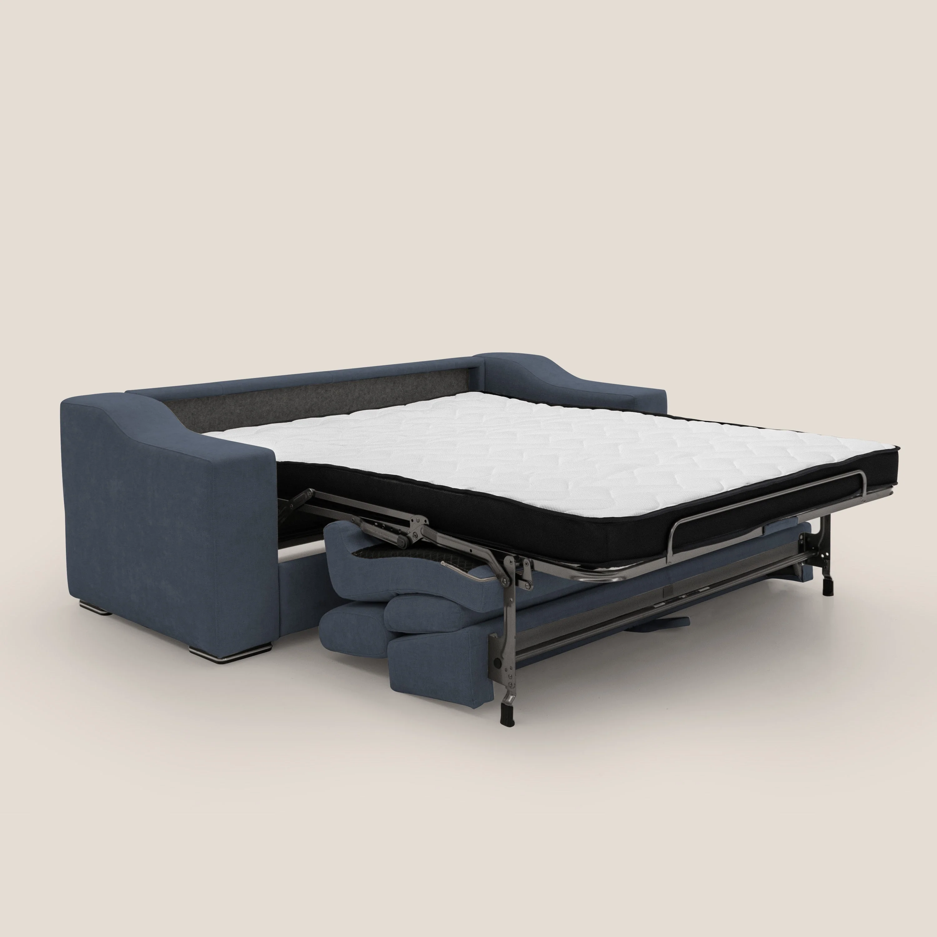 Bomber CanapĂ© convertible matrimonial avec tĂȘtiĂšres en tissu impermĂ©able T14 bleu - Image 2