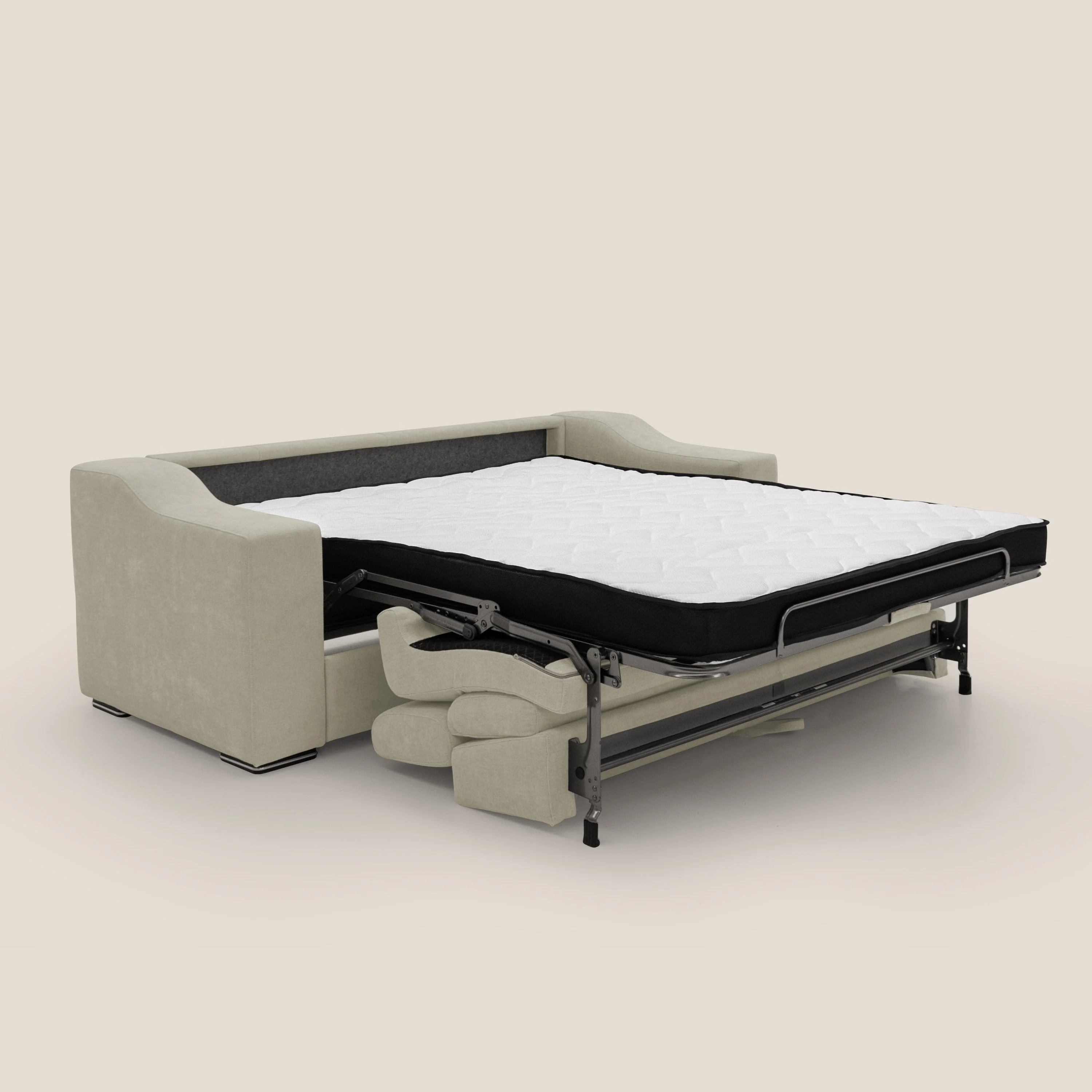 Bomber Canapé convertible matrimonial avec  têtières en tissu imperméable T14 crème - Image 2