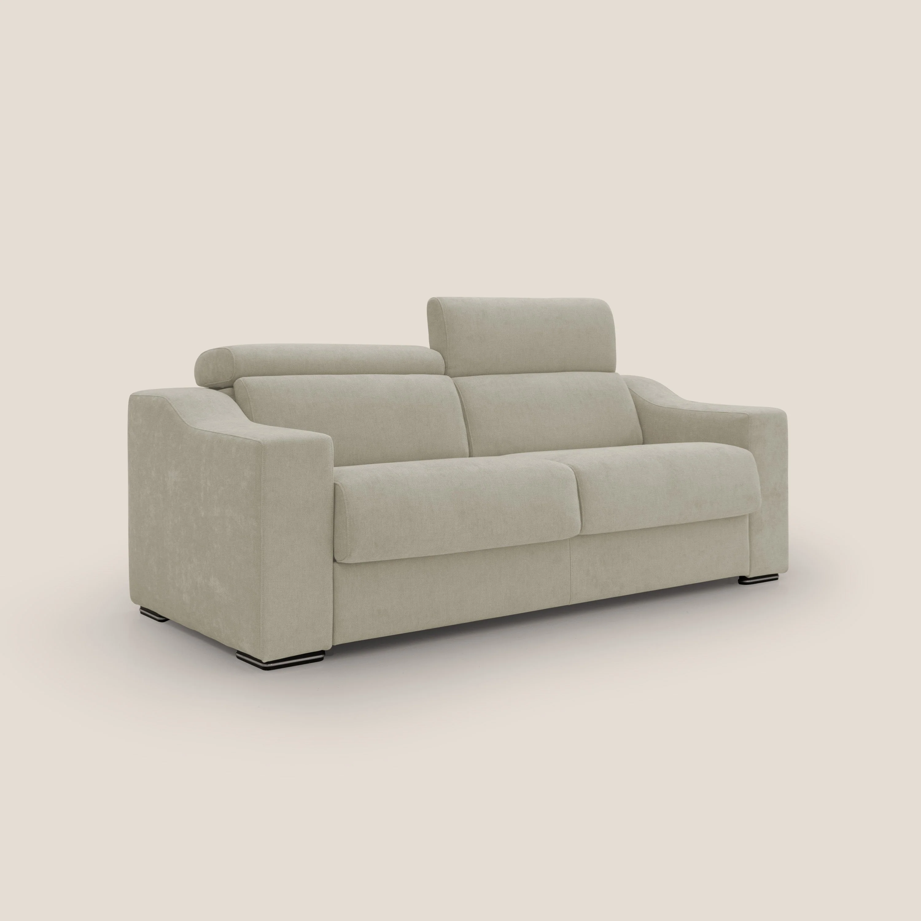 Bomber Canapé convertible matrimonial avec  têtières en tissu imperméable T14 crème - Image 4