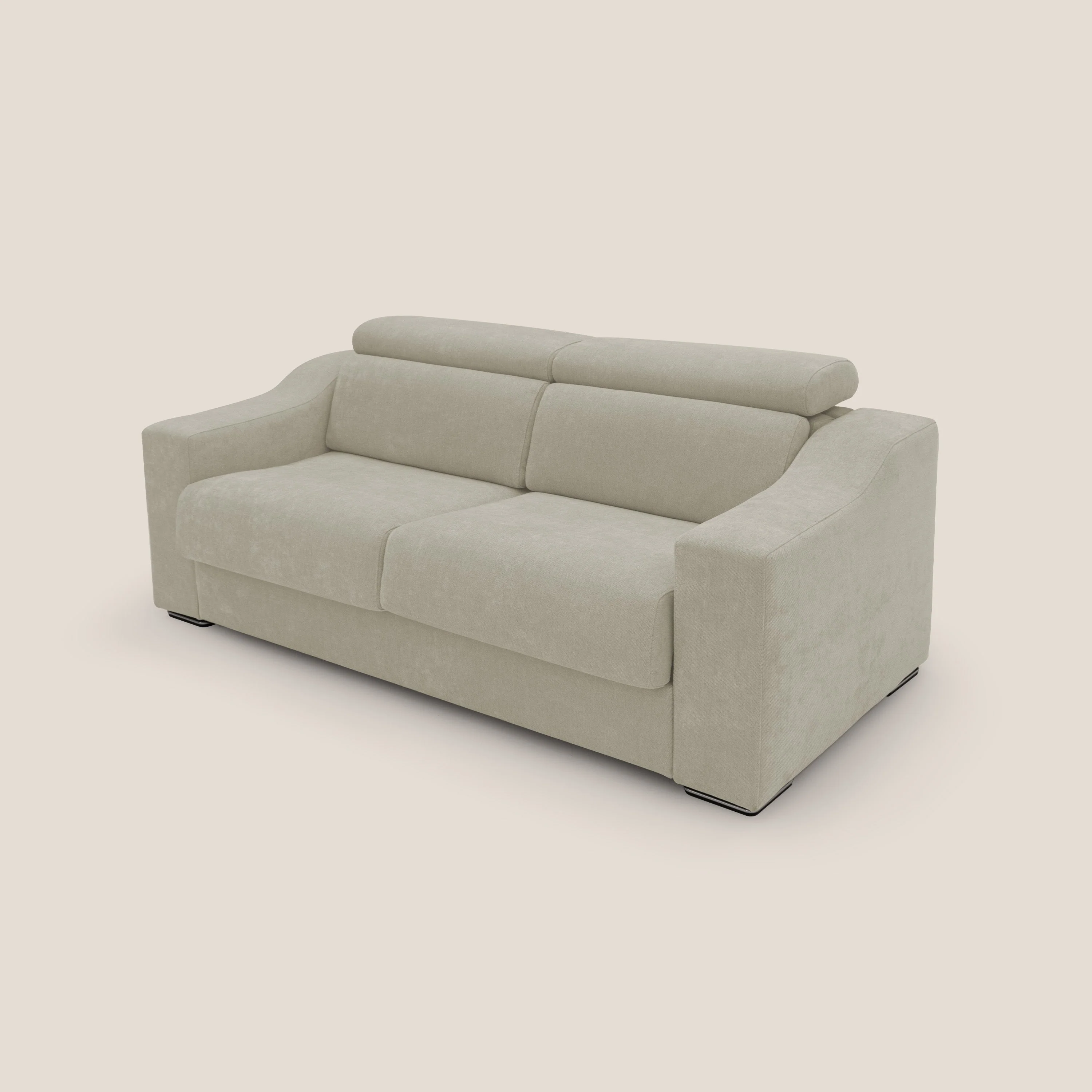 Bomber Canapé convertible matrimonial avec  têtières en tissu imperméable T14 crème - Image 9
