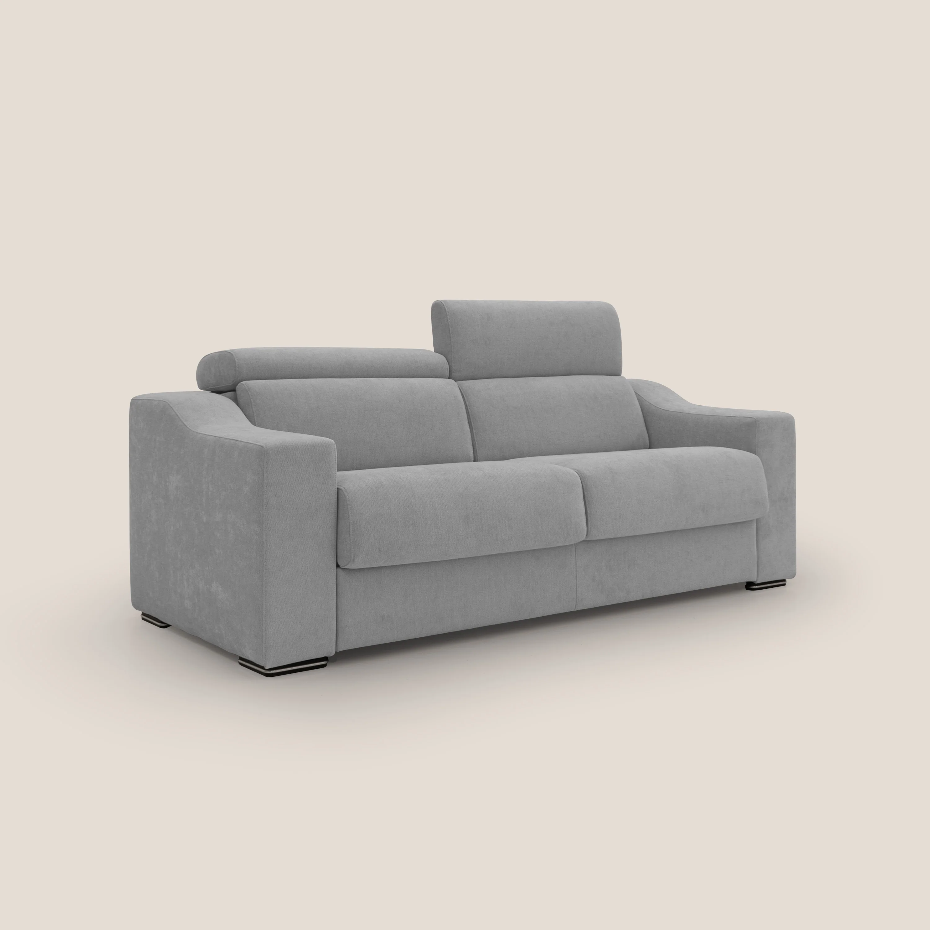Bomber Canapé convertible matrimonial avec  têtières en tissu imperméable T14 gris clair - Image 4