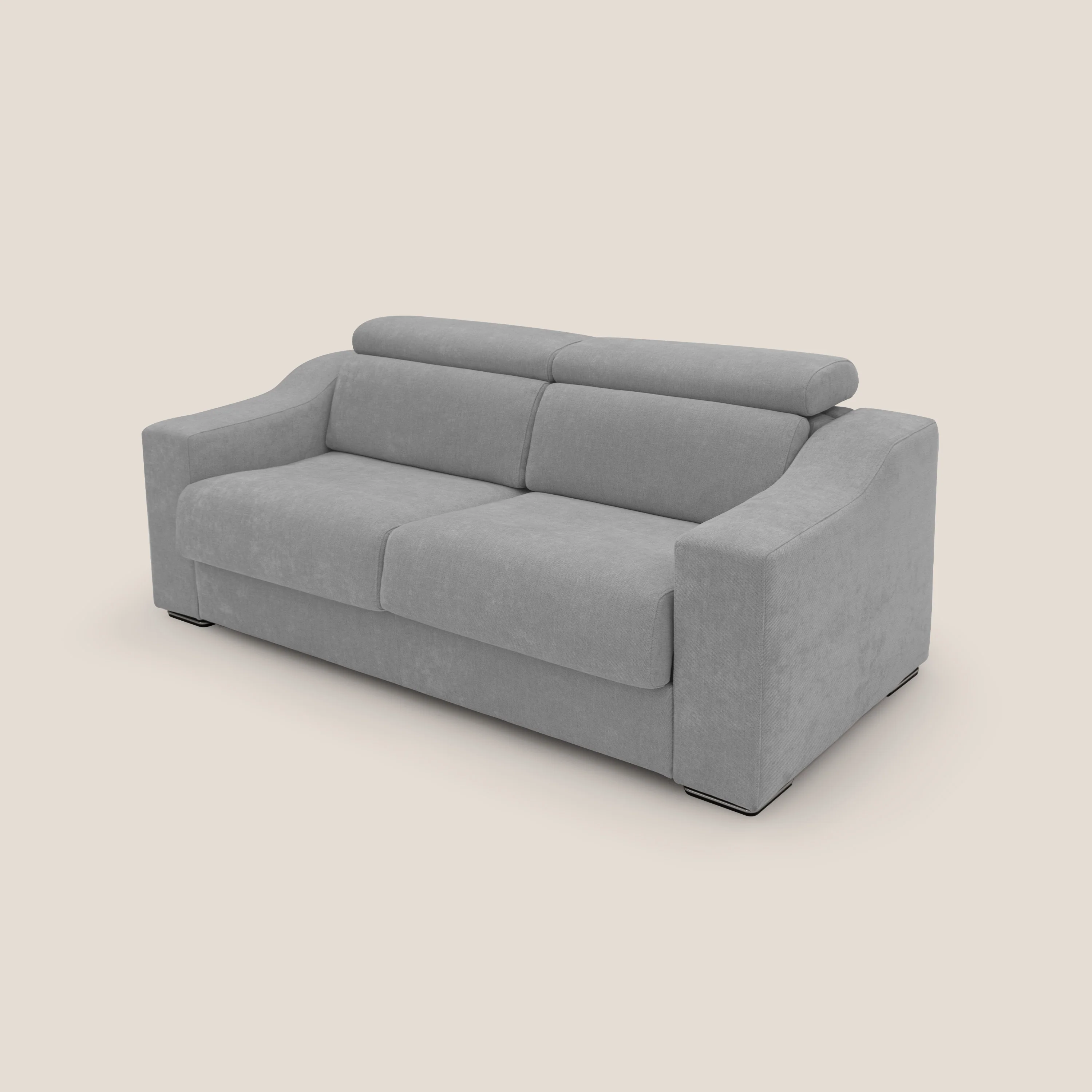 Bomber Canapé convertible matrimonial avec  têtières en tissu imperméable T14 gris clair - Image 7